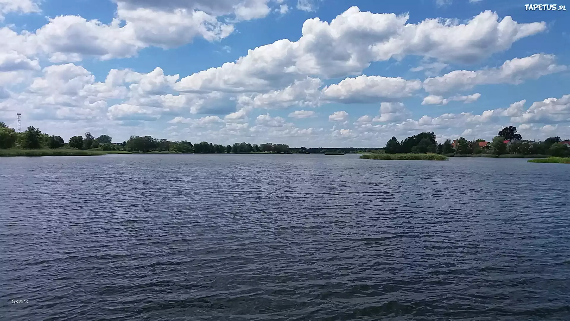 Jezioro, Chmury, Niebo, Lato