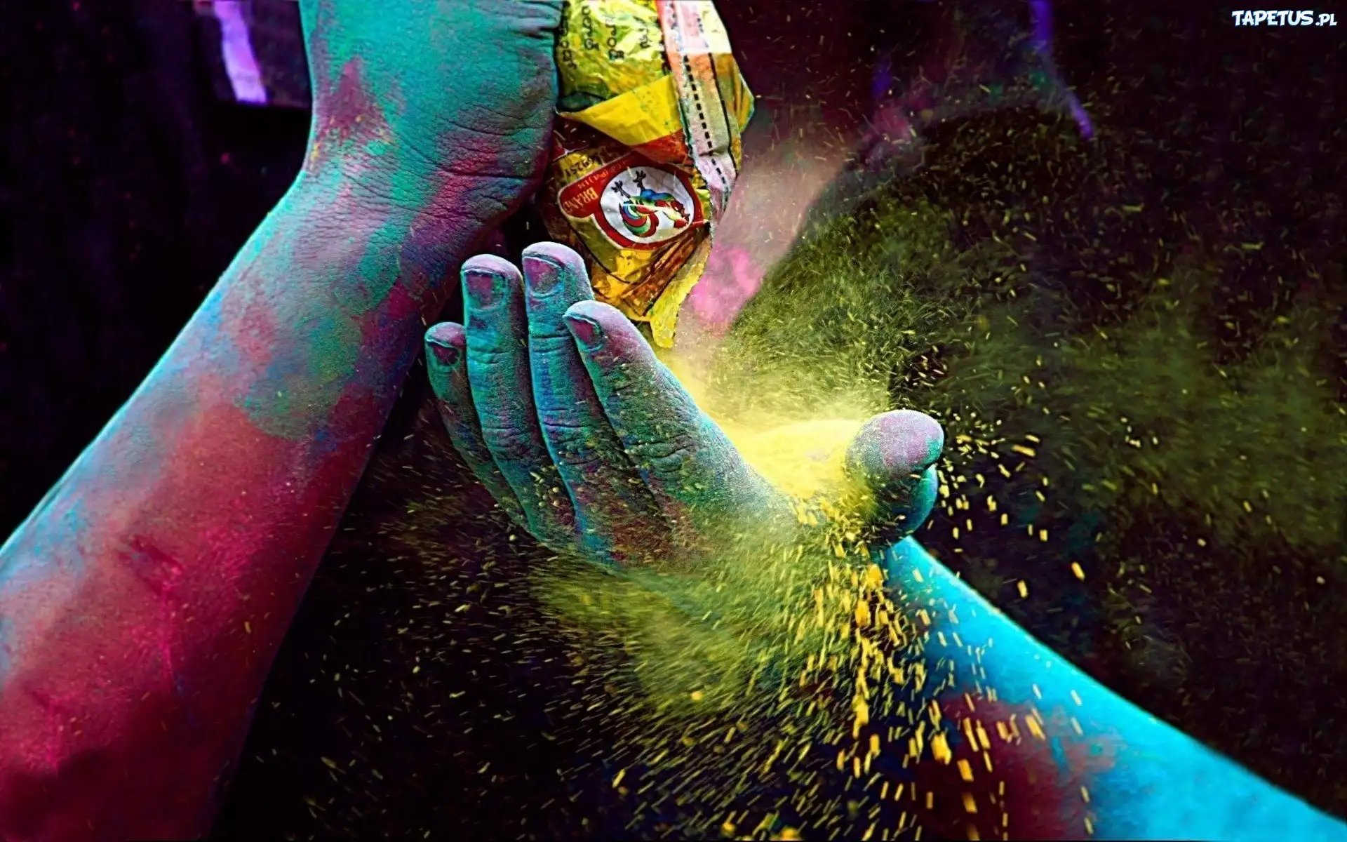 Bodypainting, Ręce, Kolorowa, Farba