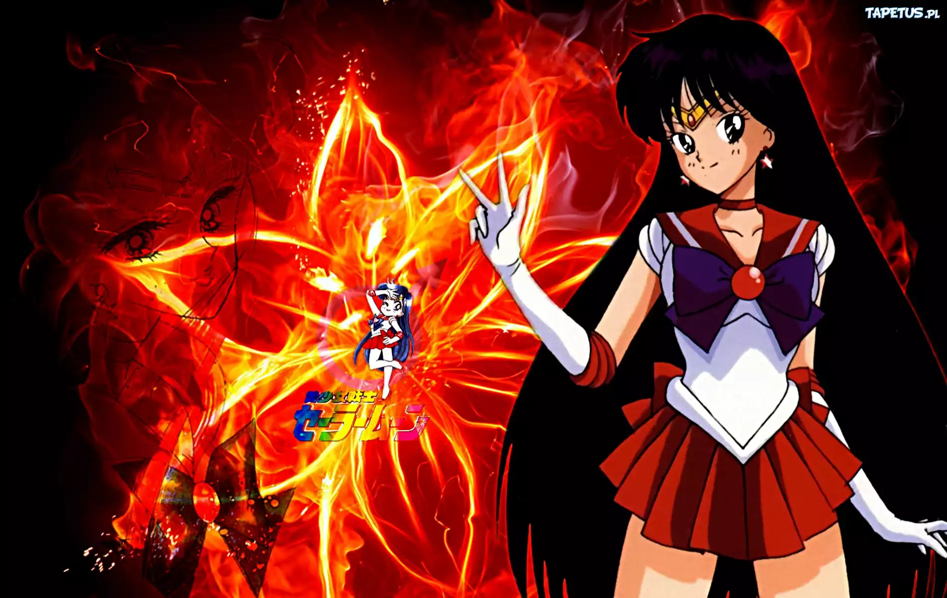 Sailor Mars, Czarodziejka z Marsa, Rei Hino, ogień, kwiat
