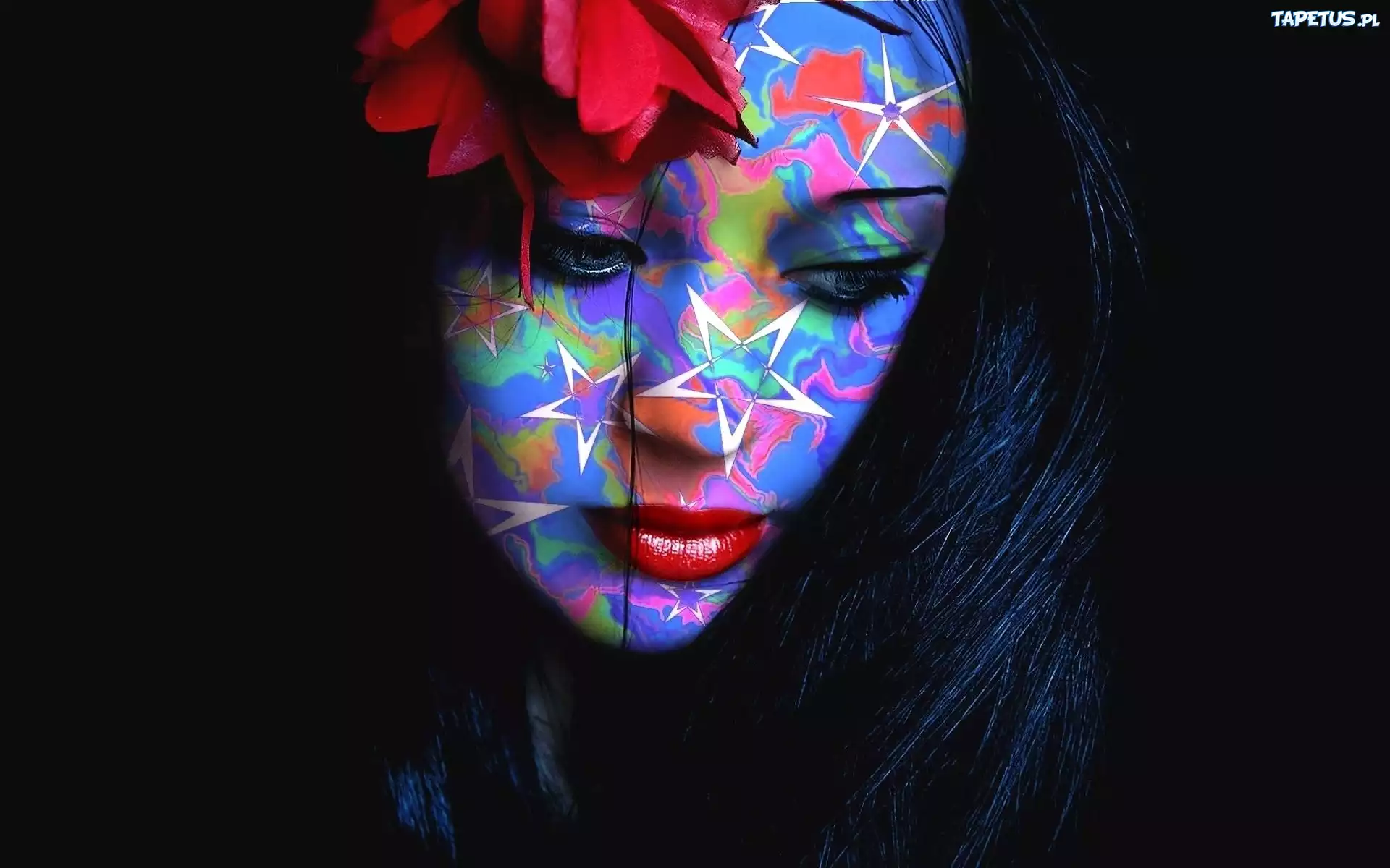 Kobieta, Kwiat, Bodypainting, Malowanie ciała