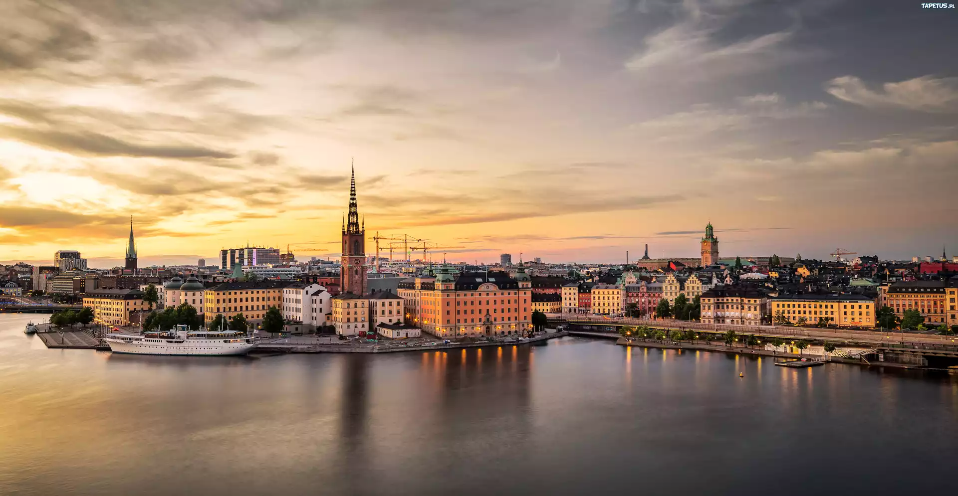 архитектура страны город река Стокгольм Швеция скачать