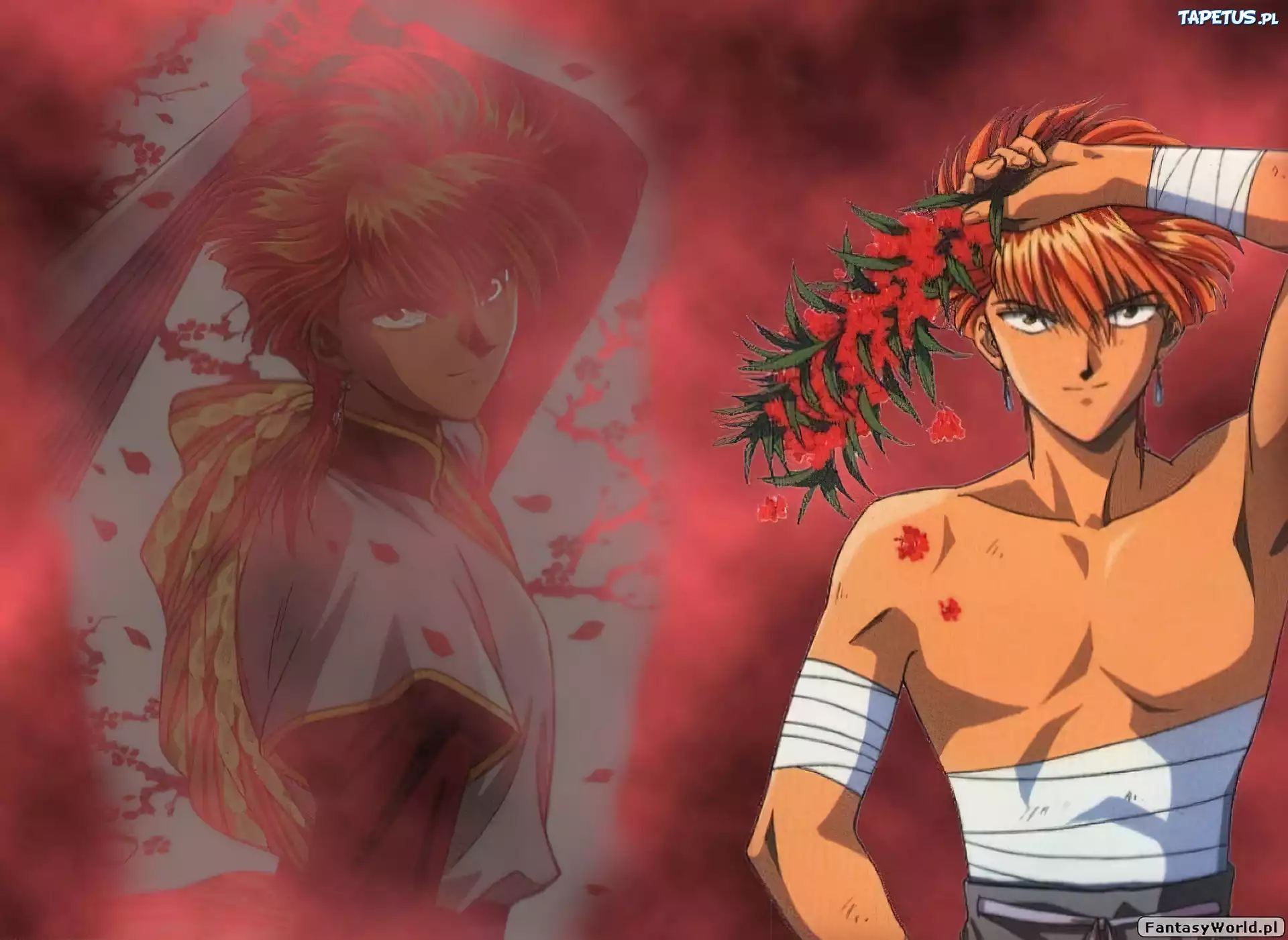 Fushigi Yuugi, facet, kwiatki, bandaż