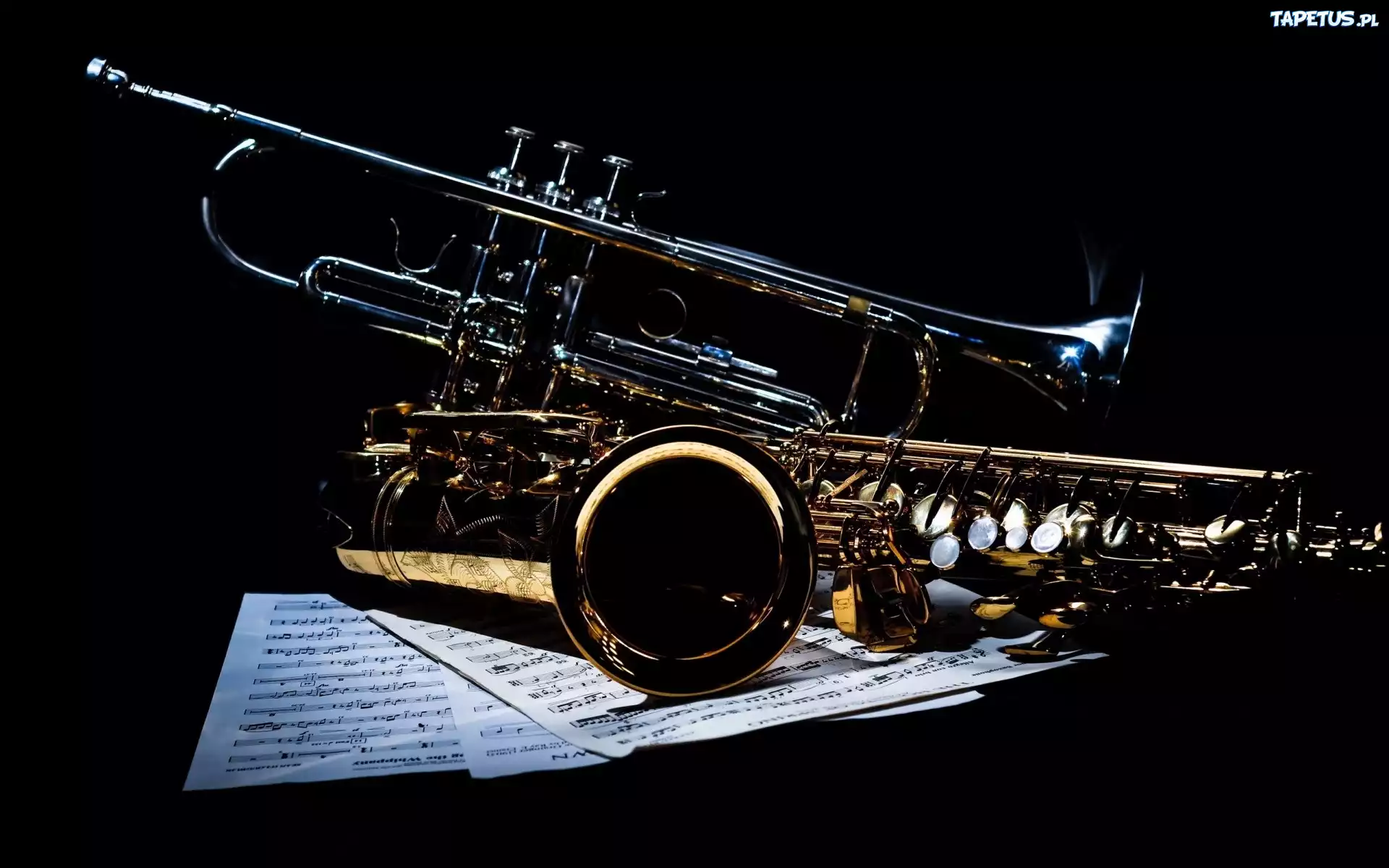 Instrumenty, Saksofon, Trąbka, Nuty