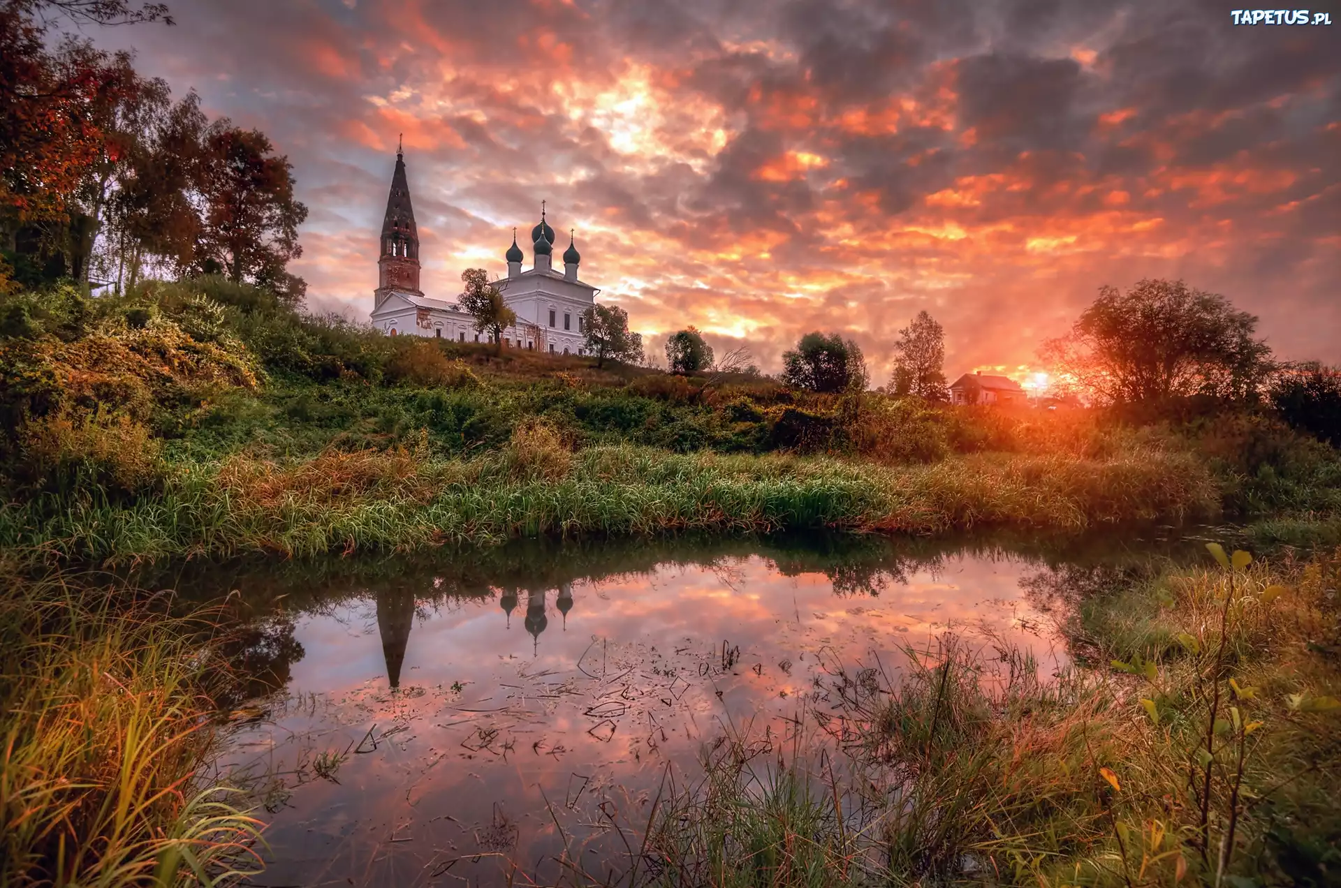 Cerkiew, Rzeka, Zachód Słońca