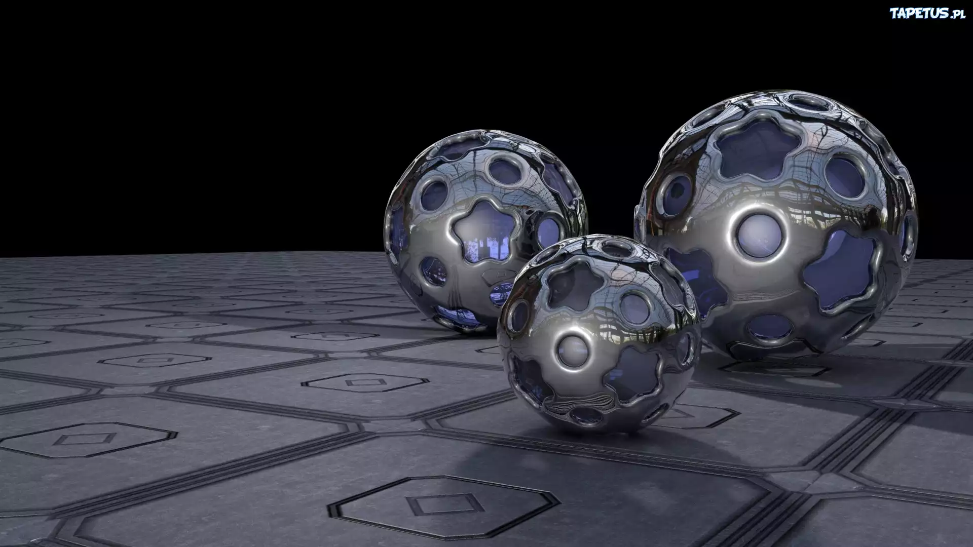 Metalowe, Szklane, Kule, 3D