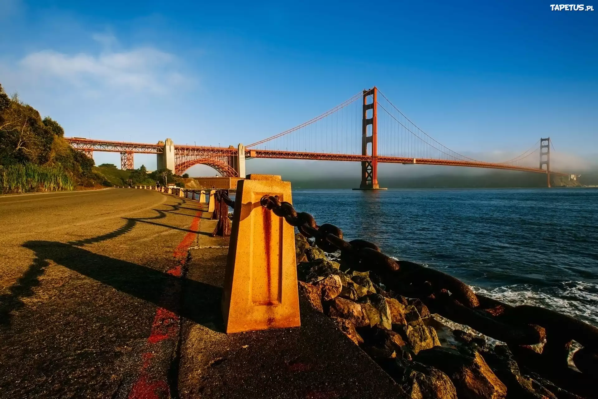 Most Golden Gate, San Francisco, Poranek, Łańcuch, Droga