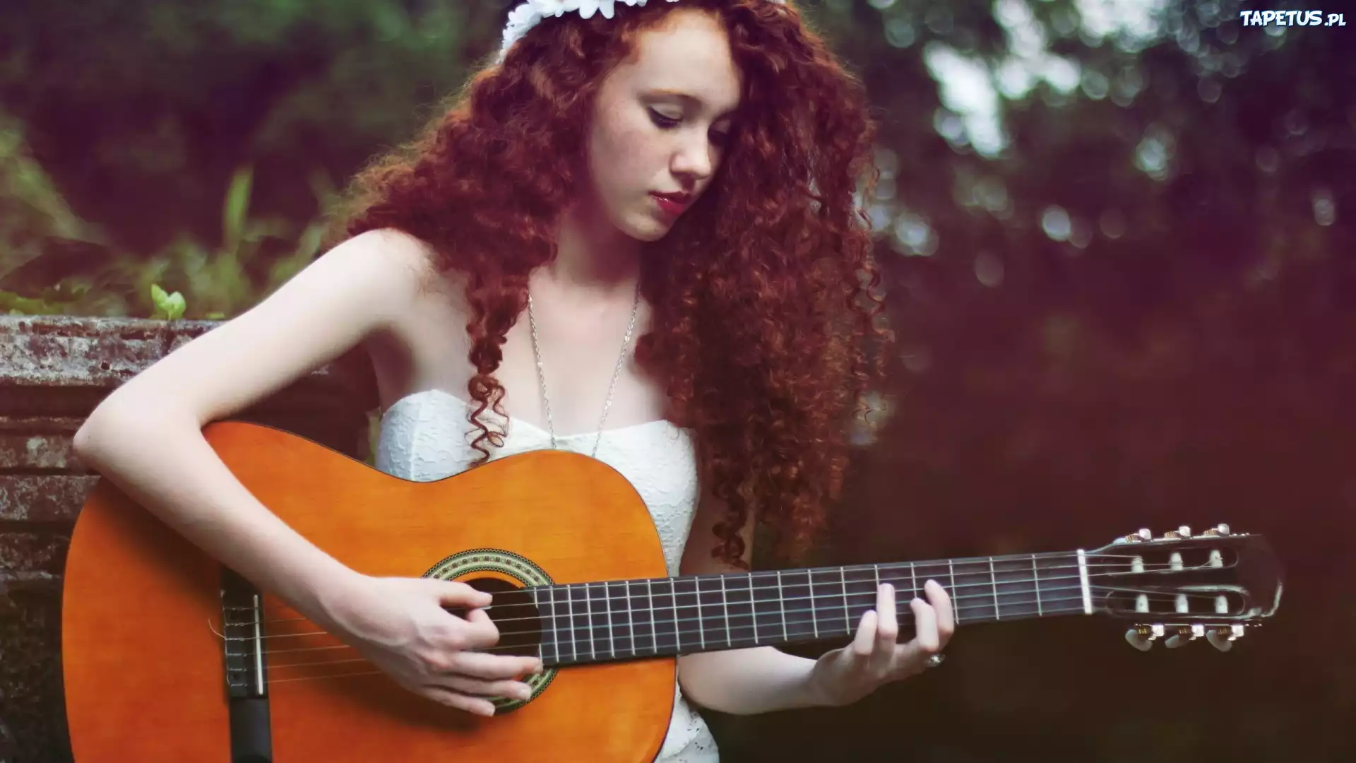 Rude, Długie, Włosy, Dziewczyna, Gitara