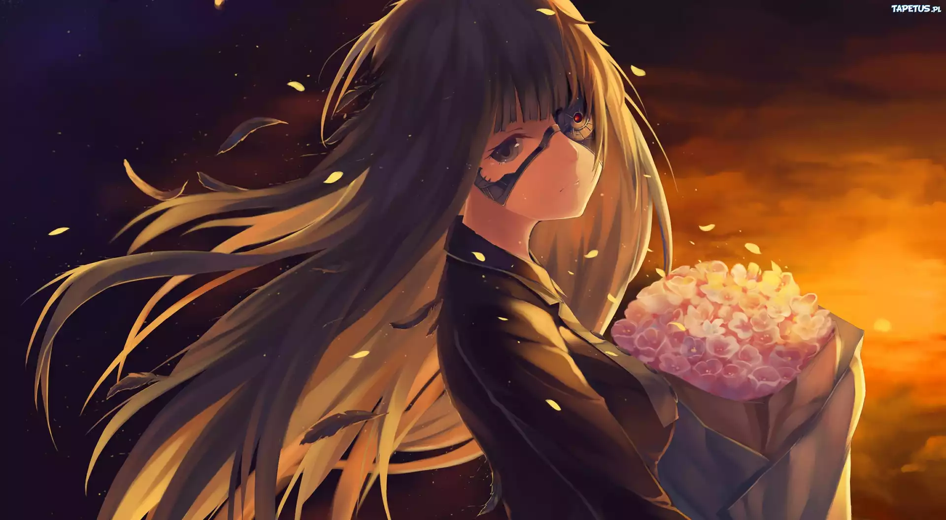 Dziewczyna, Kwiaty, Anime