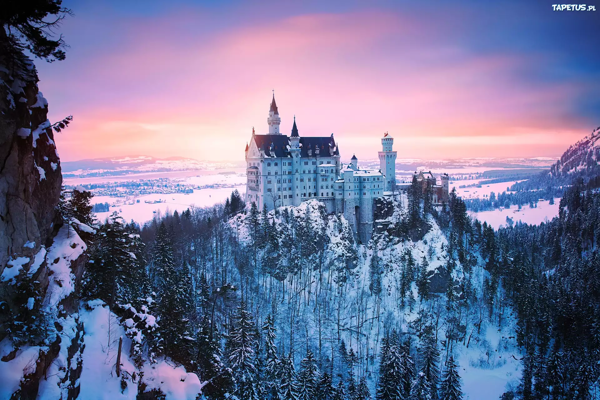 Góry, Zima, Zamek, Neuschwanstein