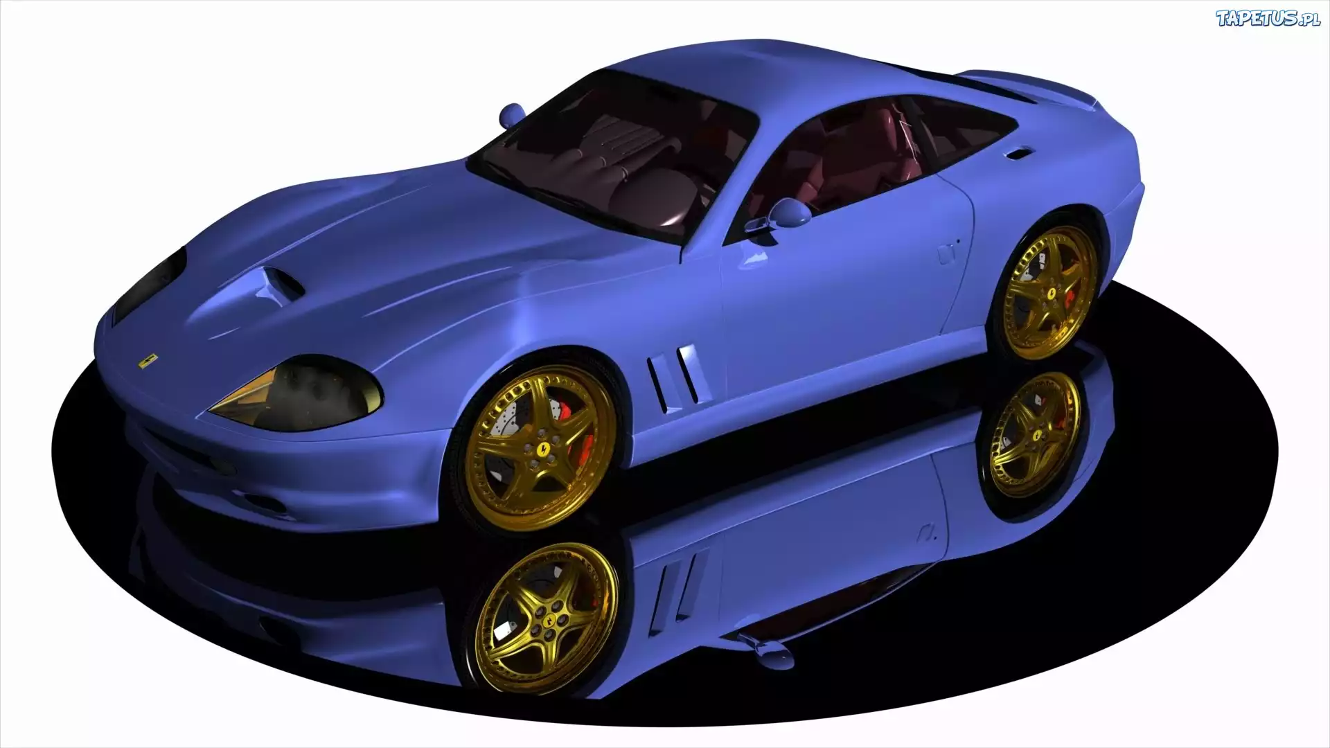 Niebieskie Auto, Odbicie, Grafika 3D