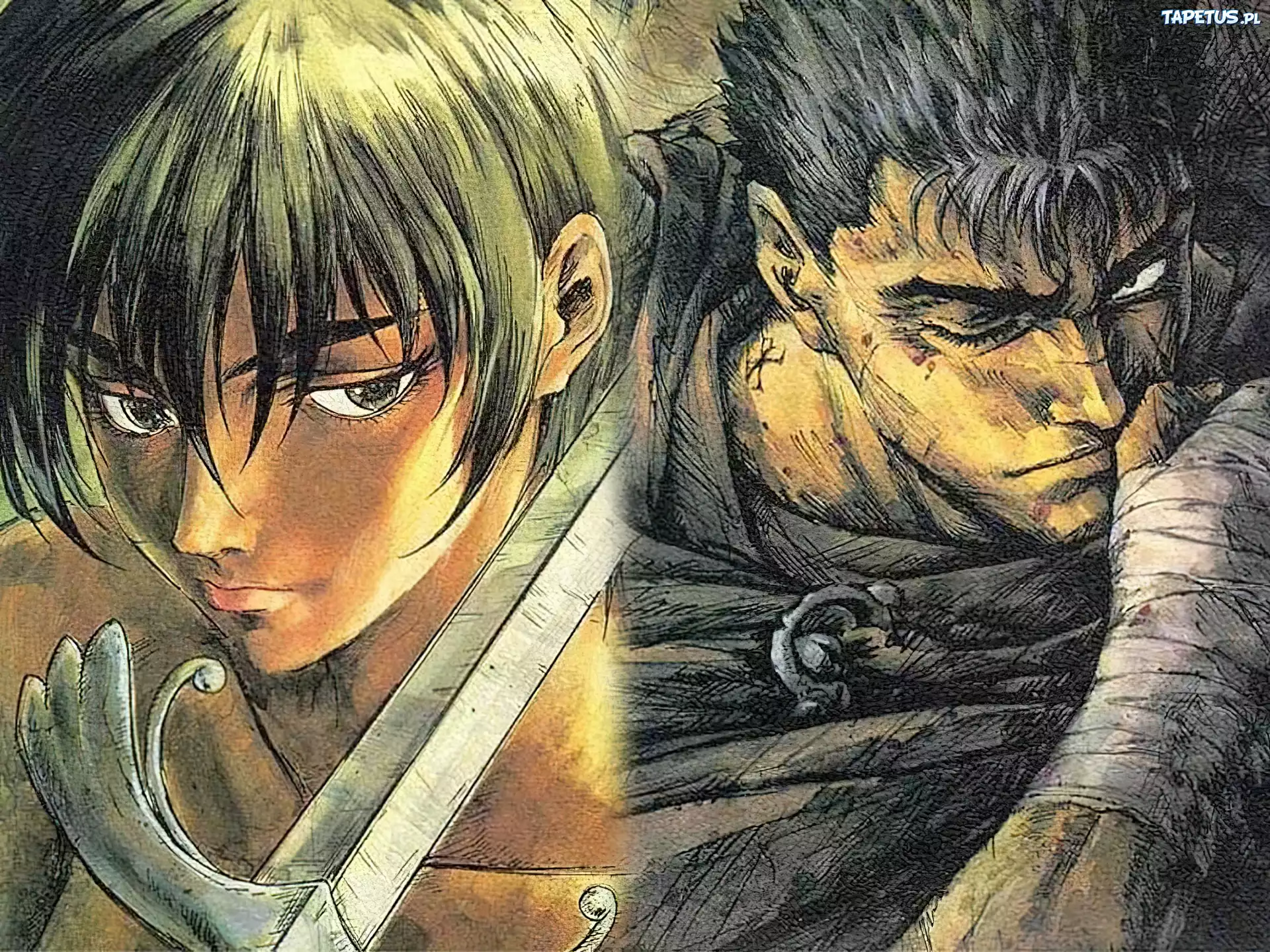 Berserk, miecz, twarze, ludzie