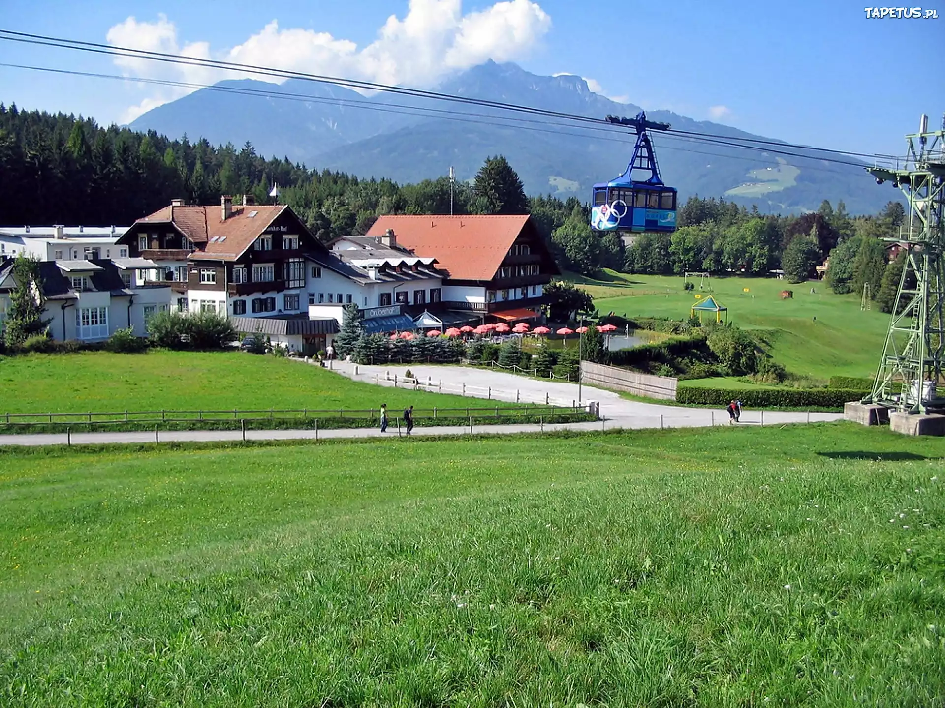 Tyrol, Góry, Las, Łąka, Wioska, Igls, Kolejka, Górska
