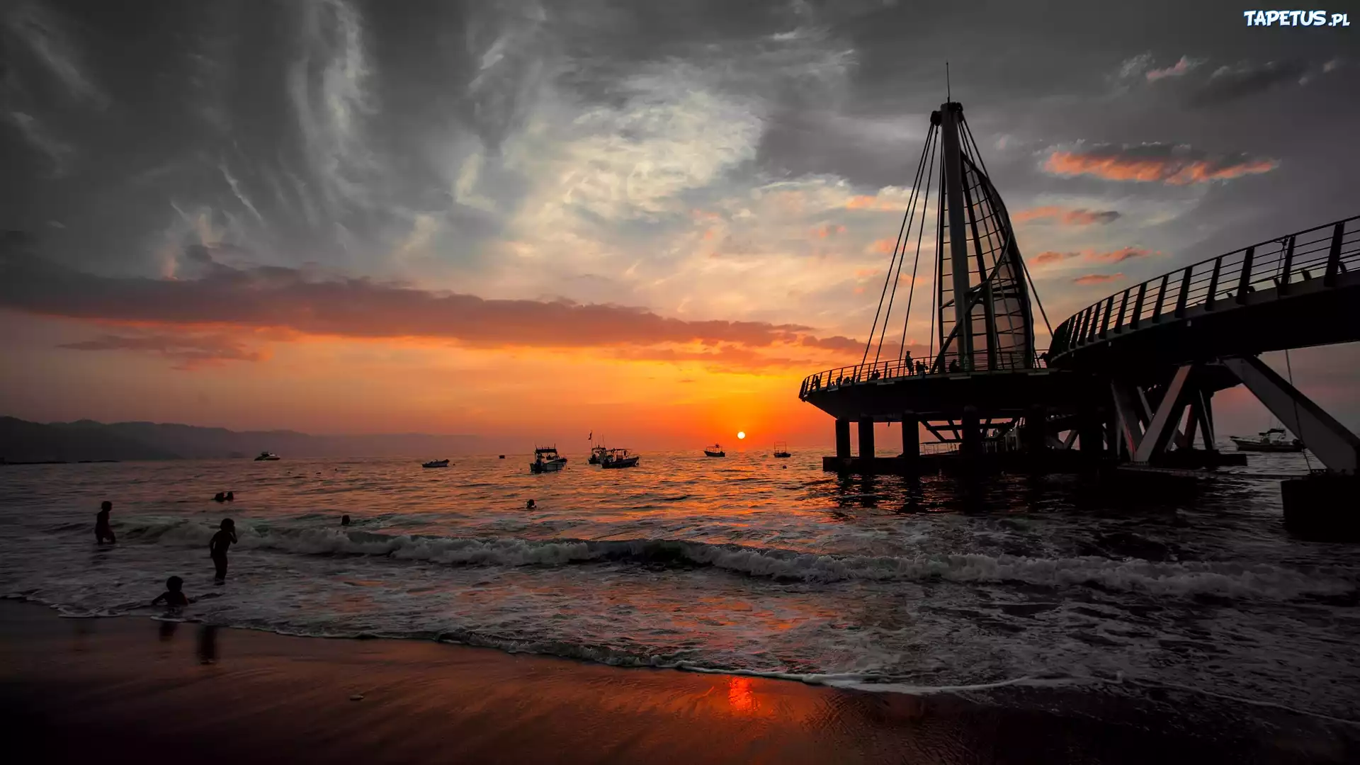 Puerto, Vallarta, Meksyk, Zachód, Słońca
