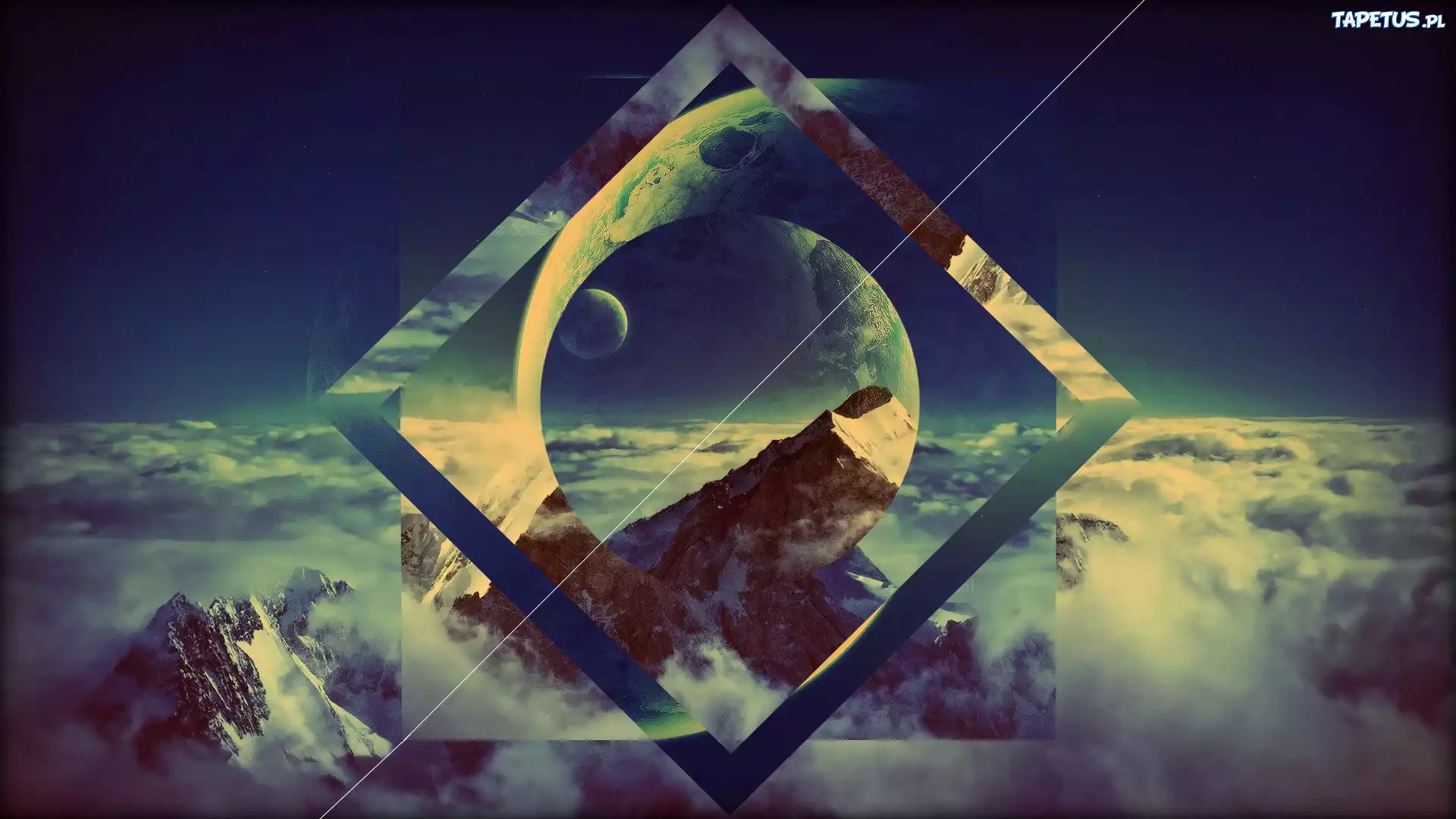 Góry, Noc, Figura, Geometryczna