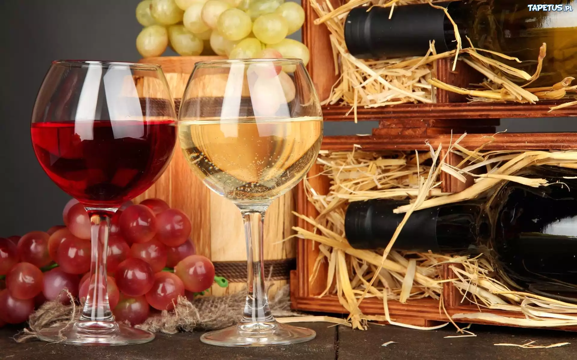 Białe, Czerwone, Wino, Kieliszki, Butelki, Winogrono