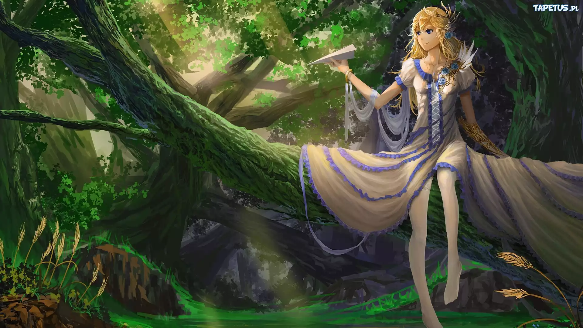 Manga Anime, Dziewczyna, Drzewo, Las