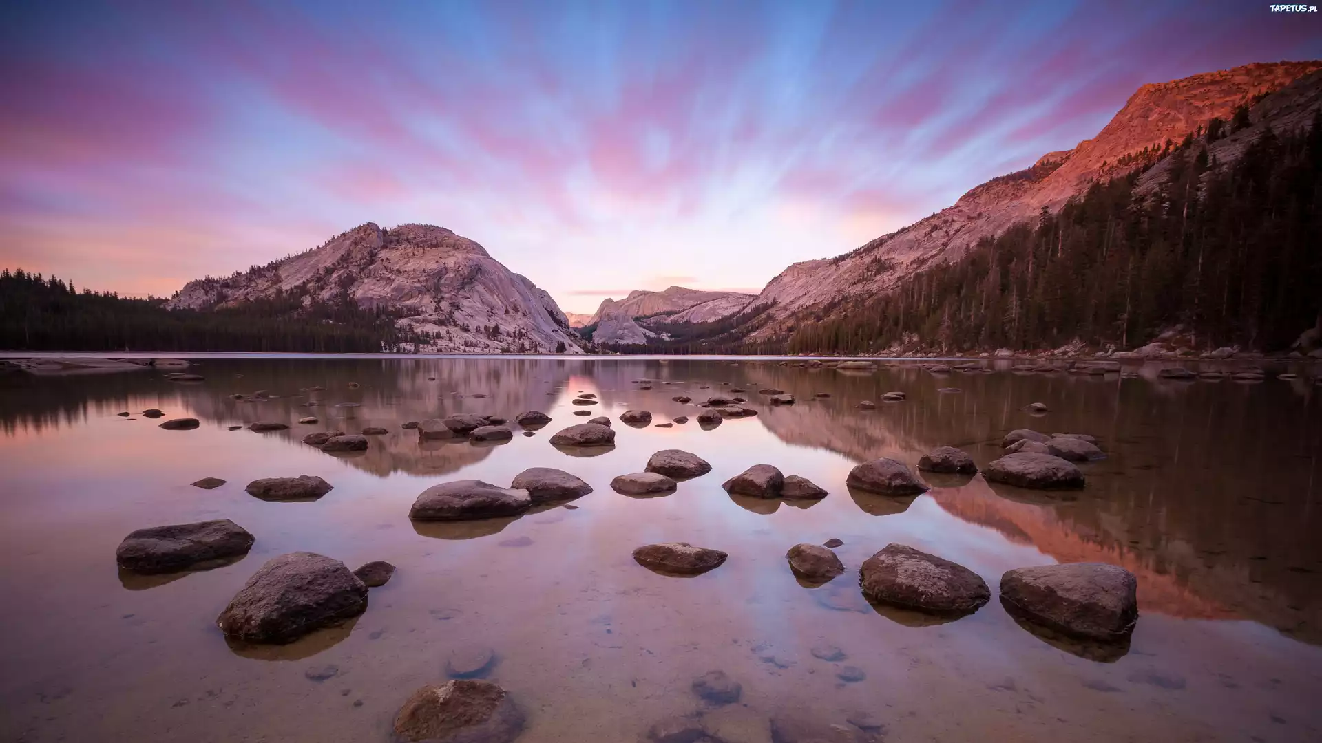 Park, Narodowy, Yosemite, Góry, Jezioro, Kamienie