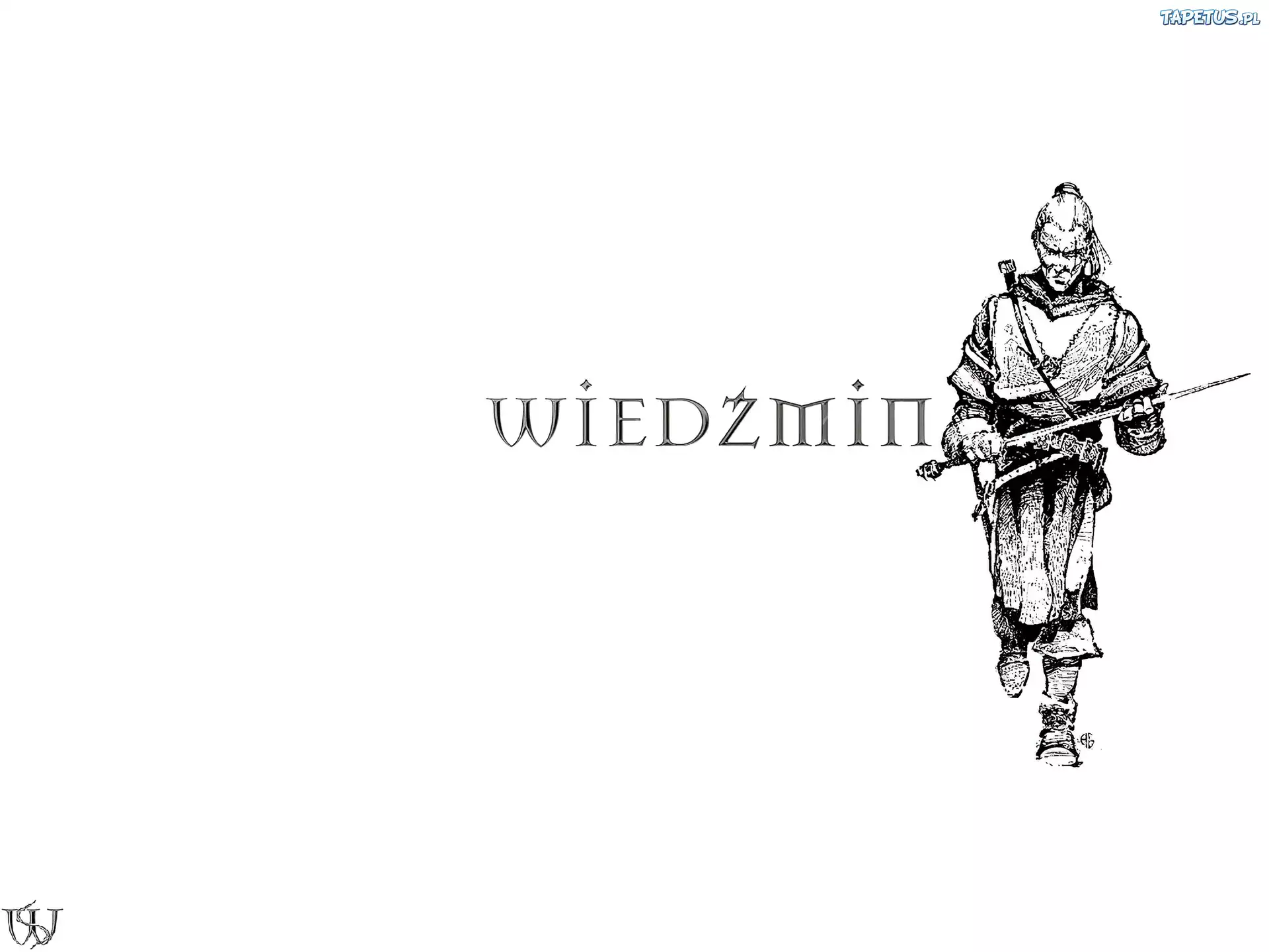The Witcher, szkic, mężczyzna, miecz