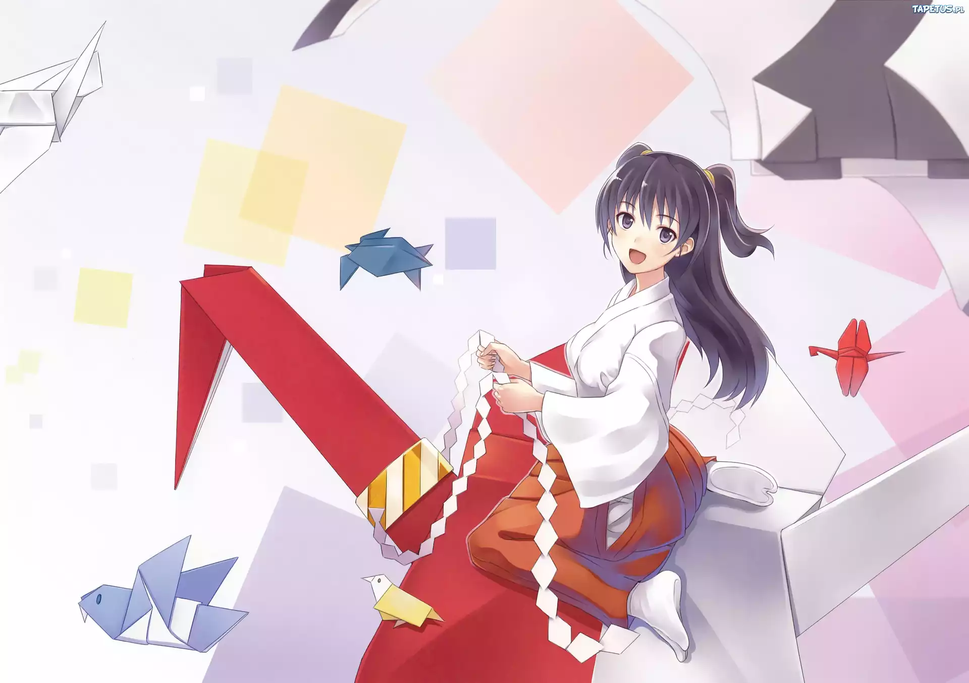 Dziewczyna, Origami, Anime