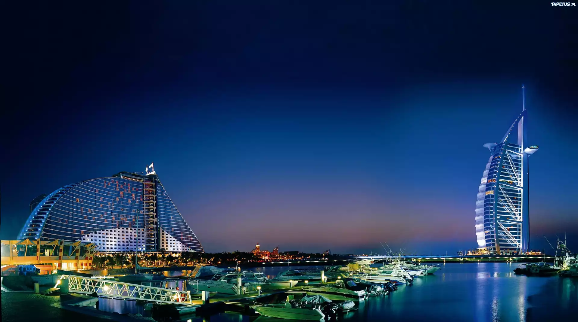 Hotel, Miasto Nocą, Burj Al Arab, Dubaj