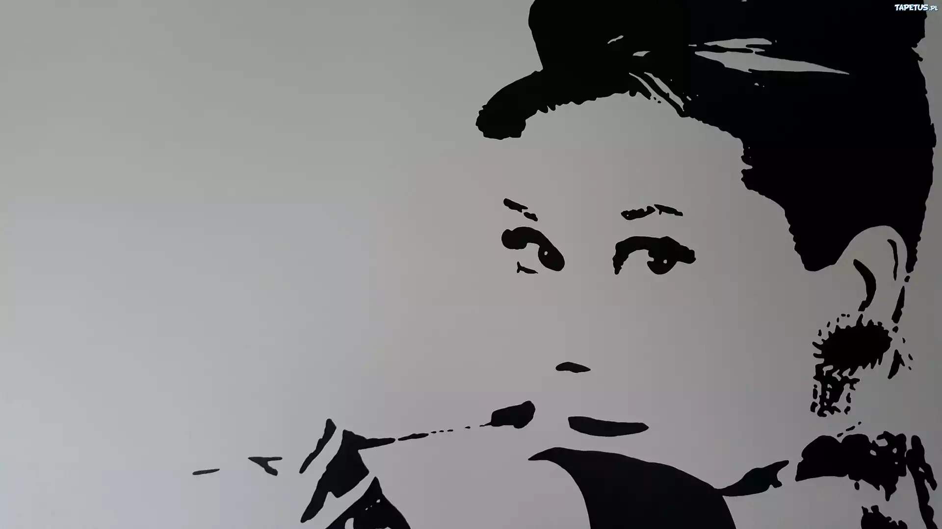 Rysunek, Kobieta, Spojrzenie, Audrey Hepburn