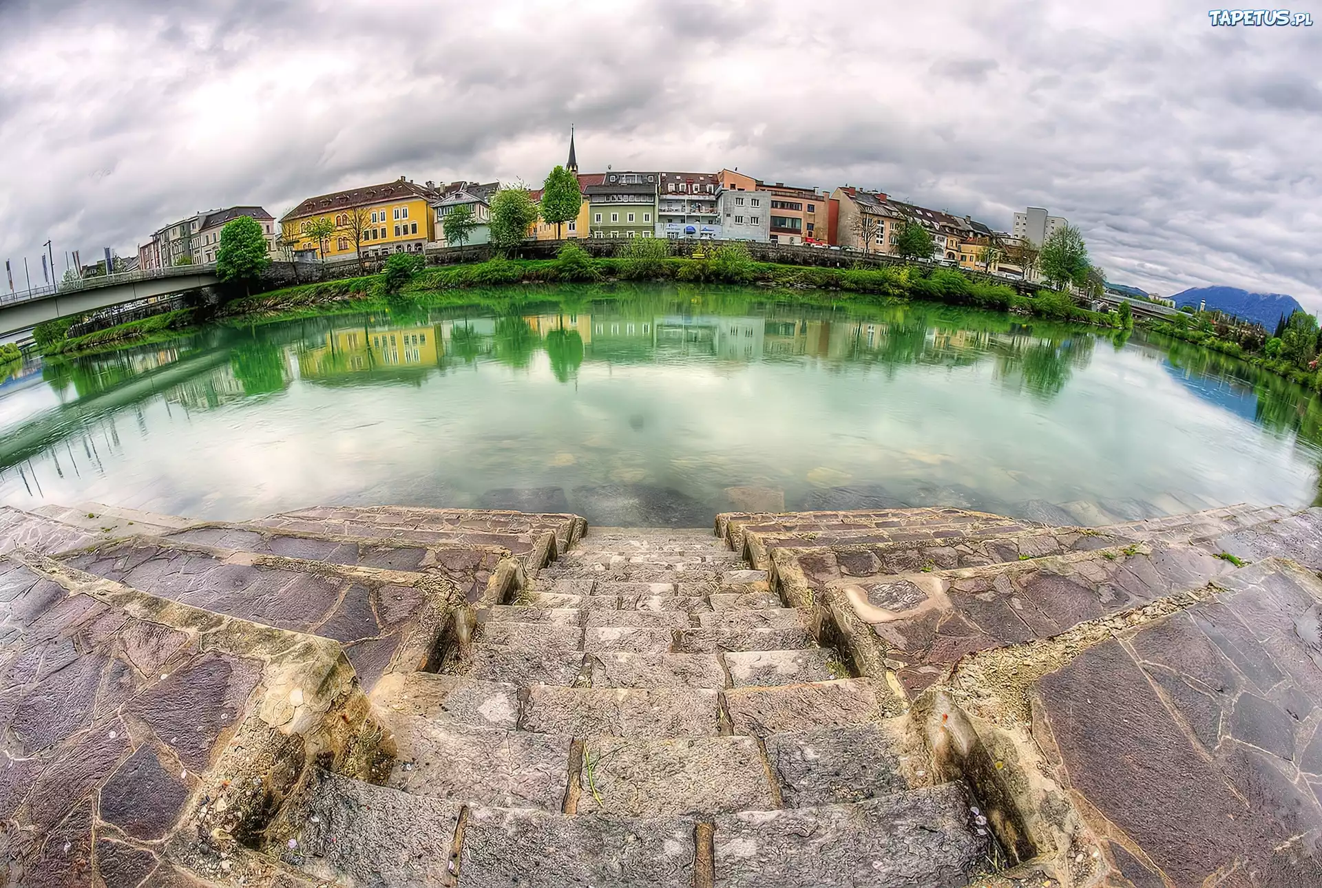 Austria, Rzeka, Miasto, Mosty, Schody