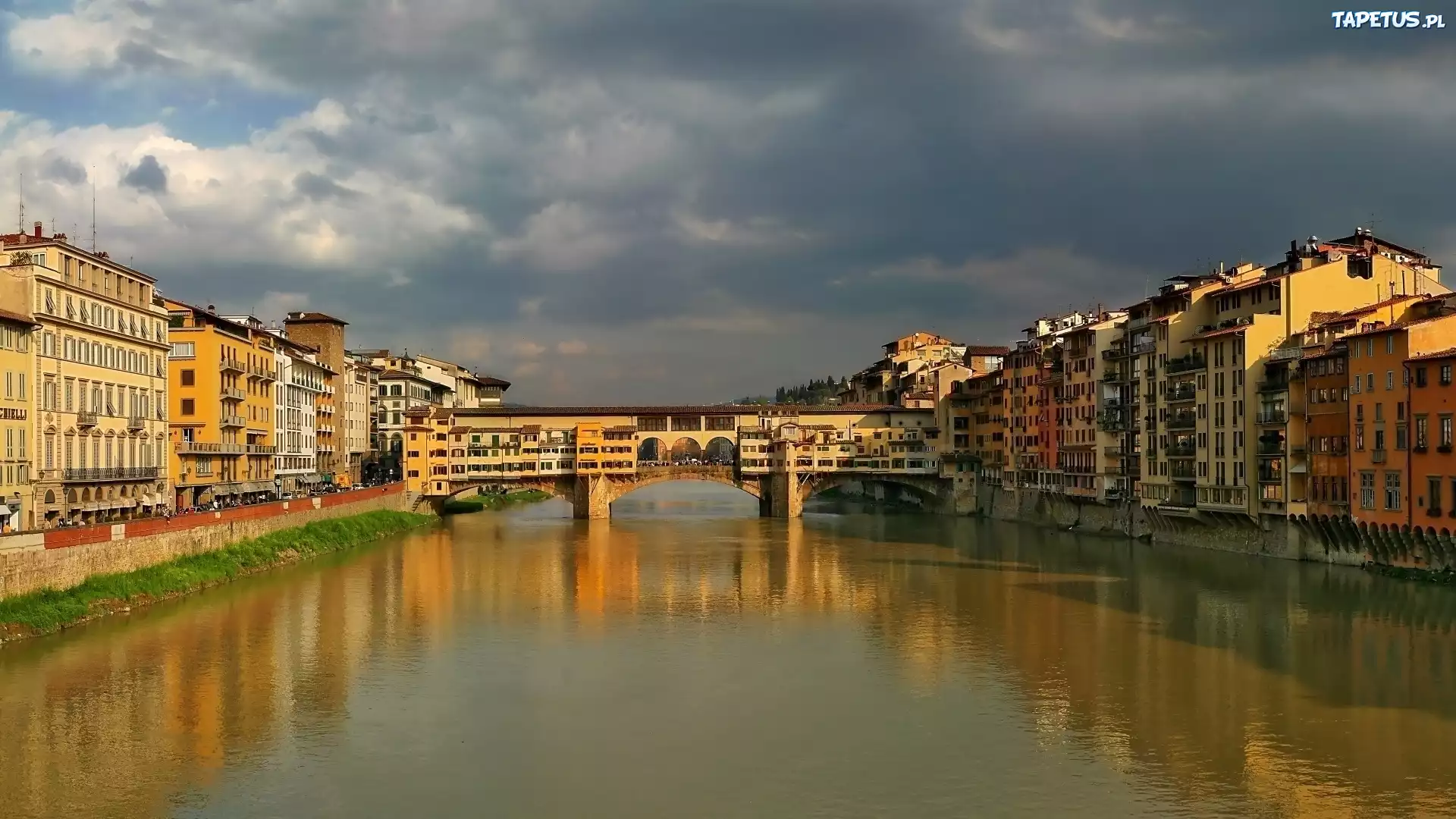 Florencja, Most, Ponte Vecchio, Rzeka, Odbicie