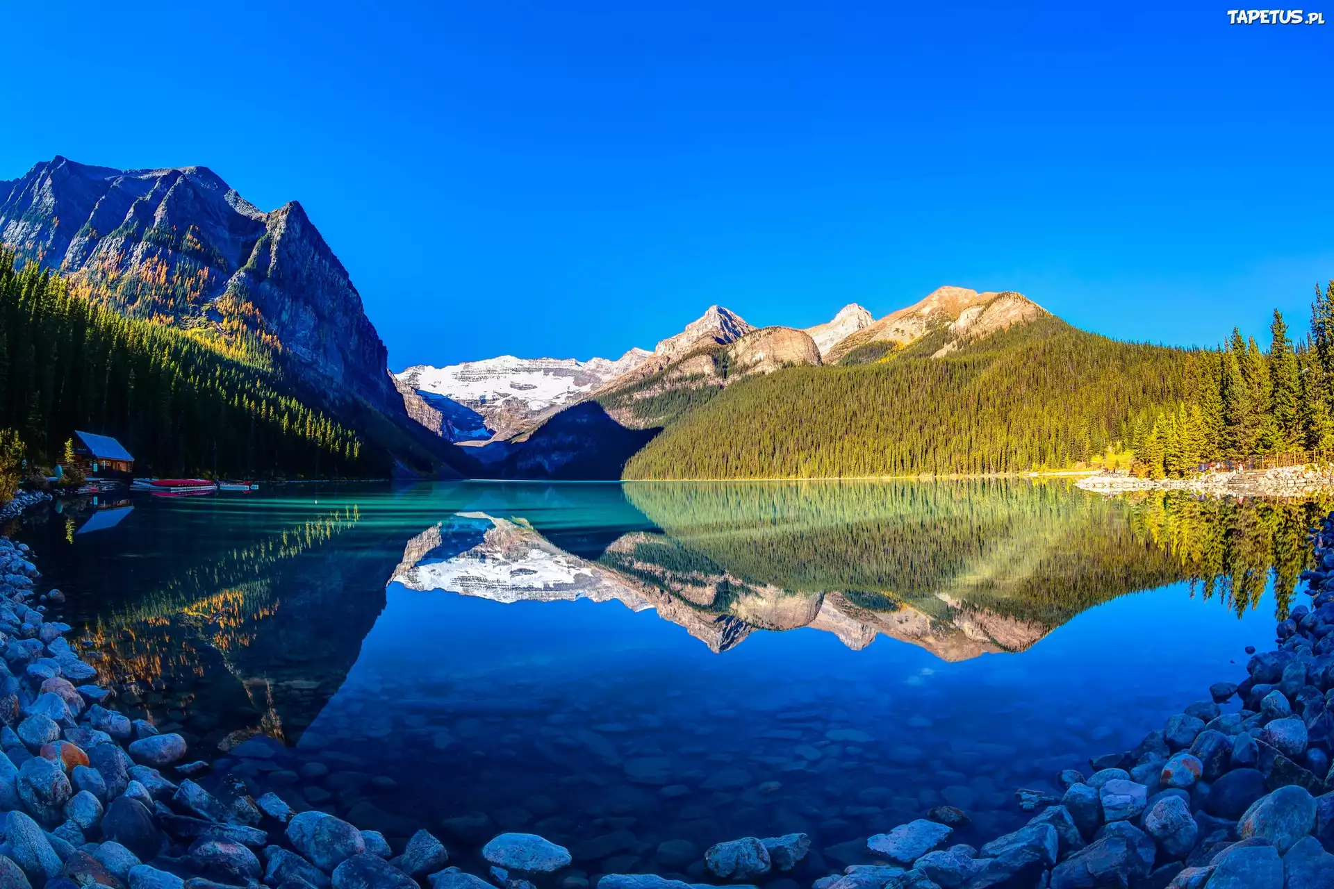 Jezioro Louise, Alberta, Kanada, Góry, Dom, Odbicie
