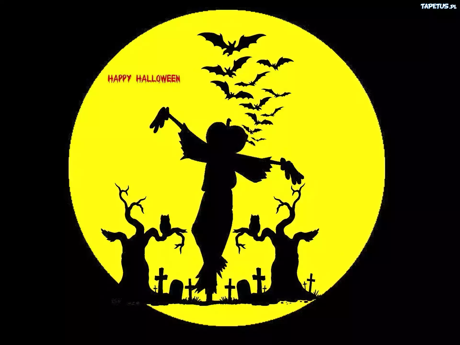 Halloween,księżyc, cmentarz