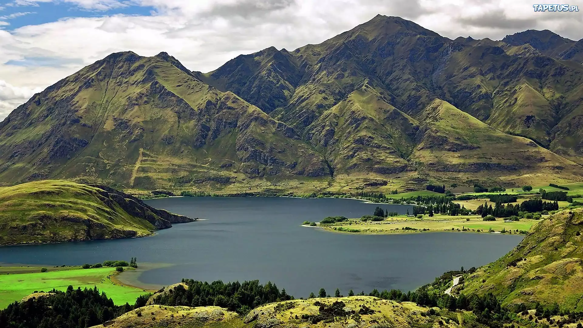 Góry, Jezioro, Wanaka, Lasy, Łąki