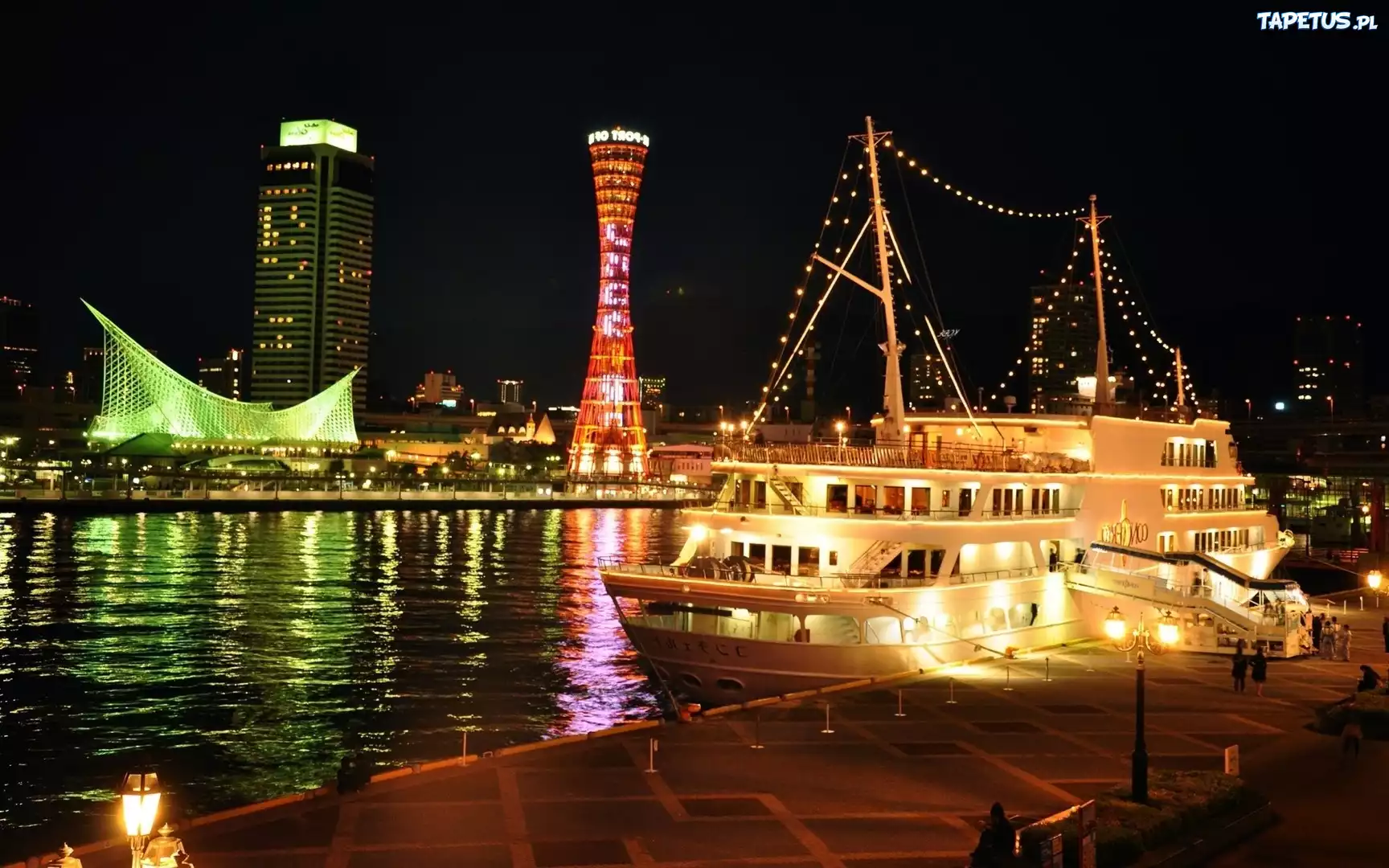 Japonia, Kobe, Jacht, Noc