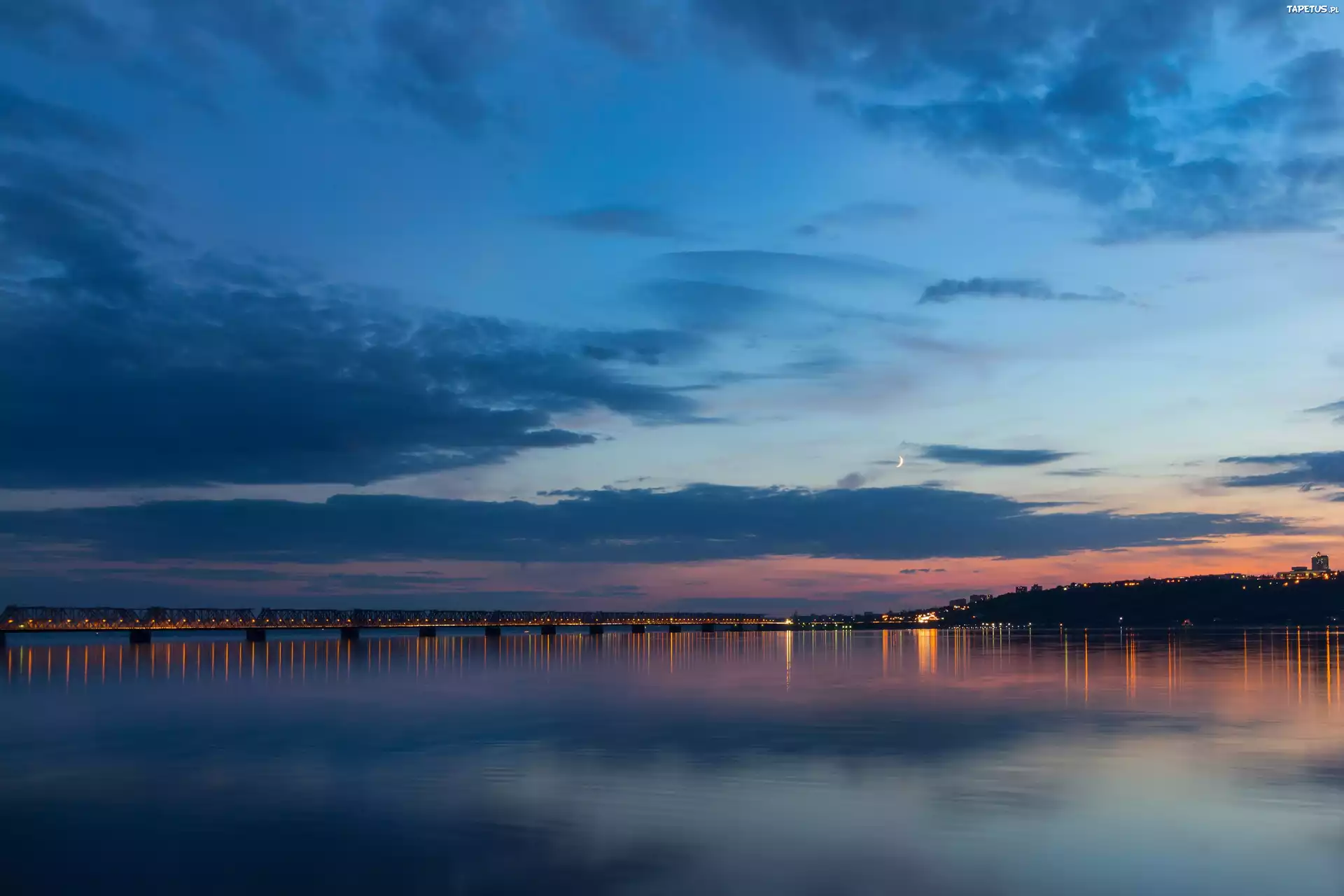 Rzeka, Oświetlony, Most