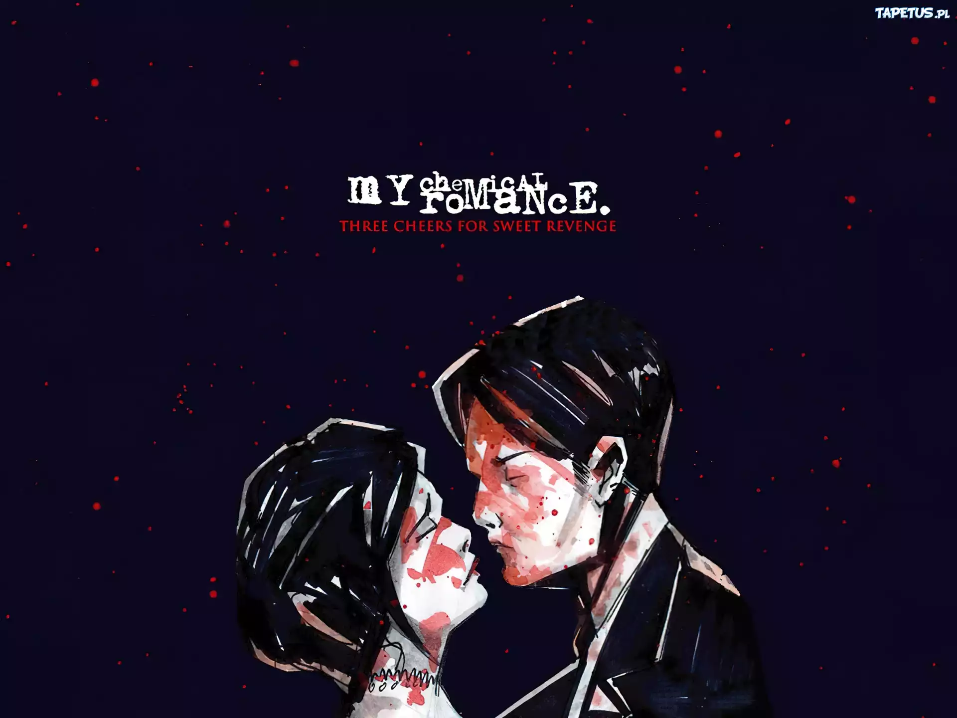 My Chemical Romance,głowy, kobieta, facet , usta