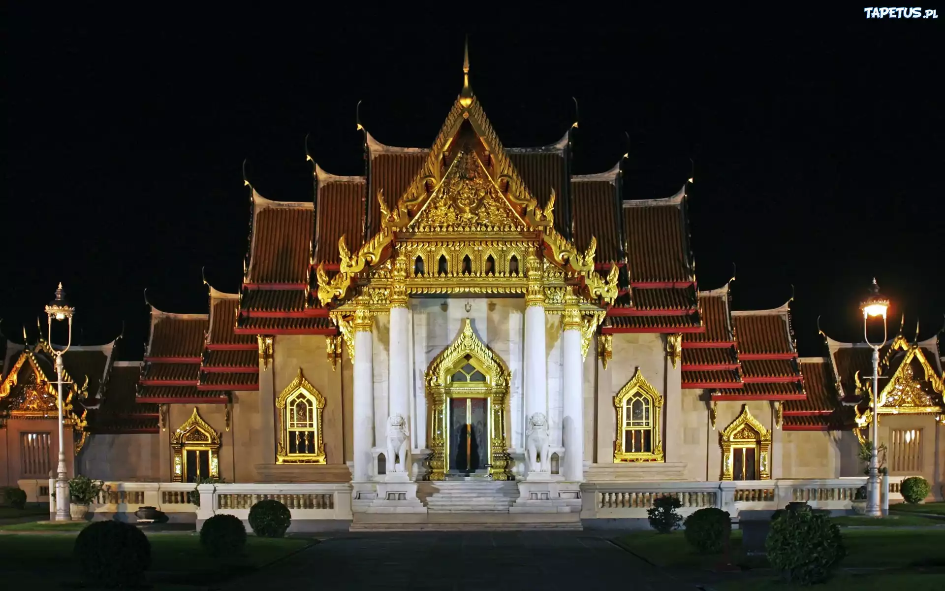 Tajlandia, Bangkok, Świątynia, Noc, Marble Temple