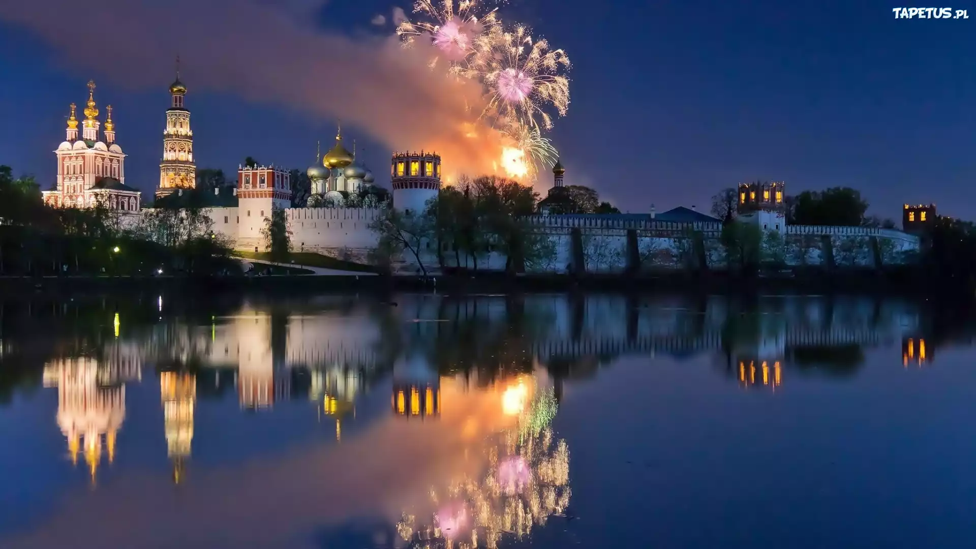 Moskwa, Rzeka, Świątynia, Noc