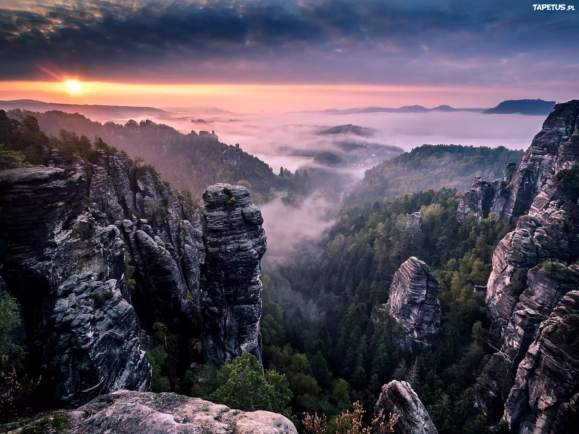 Góry, Chmury, Zachód Słońca