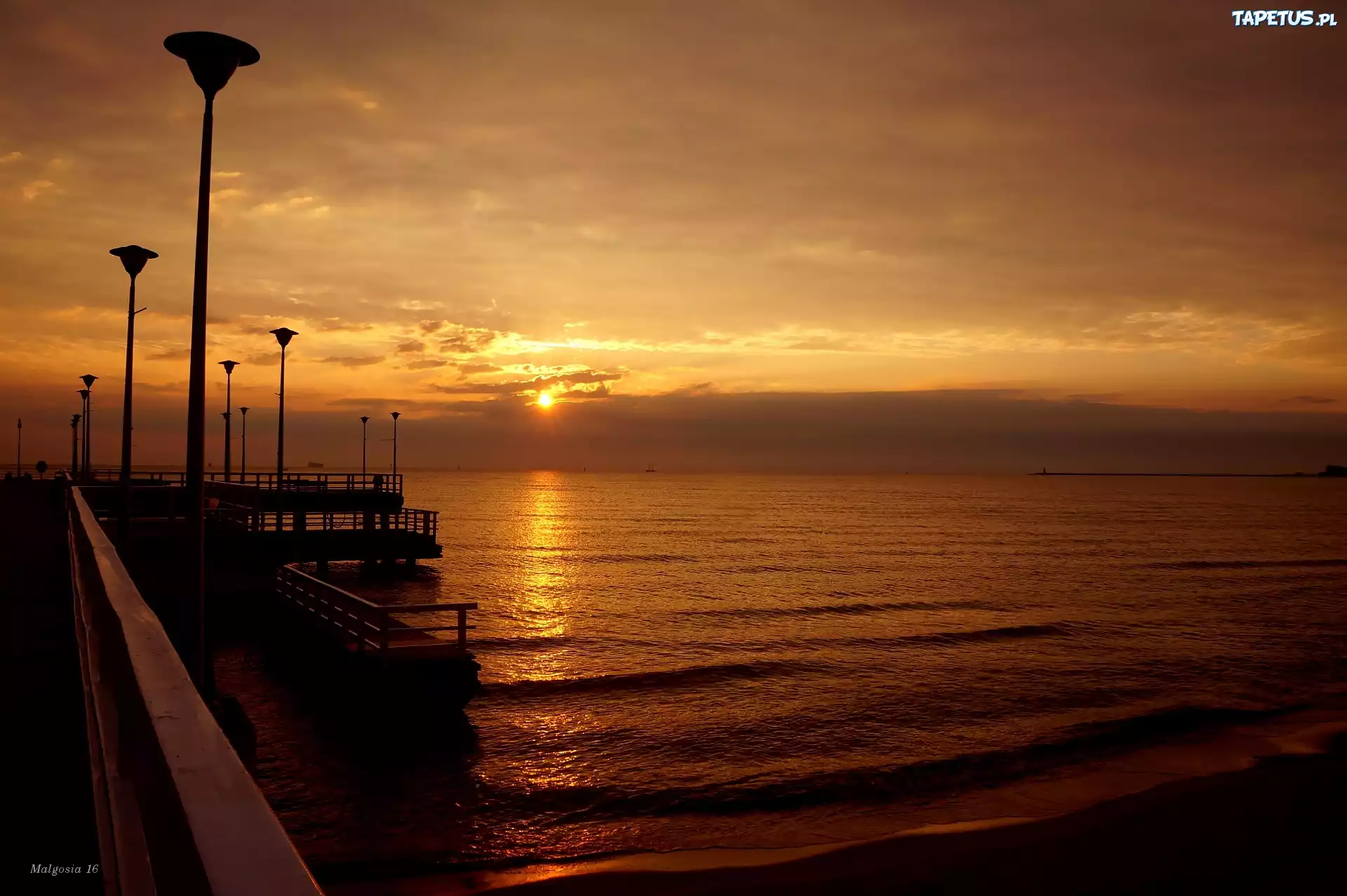 Morze, Wschód, Słońca, Molo, Sopot