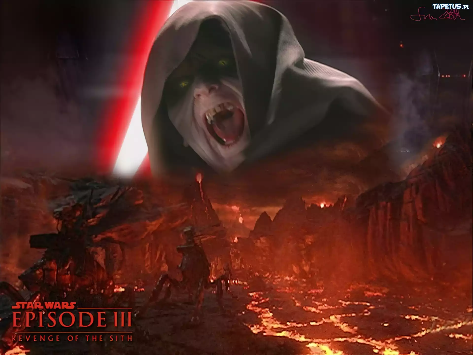 Star Wars, magma, wulkan, postać, kaptur