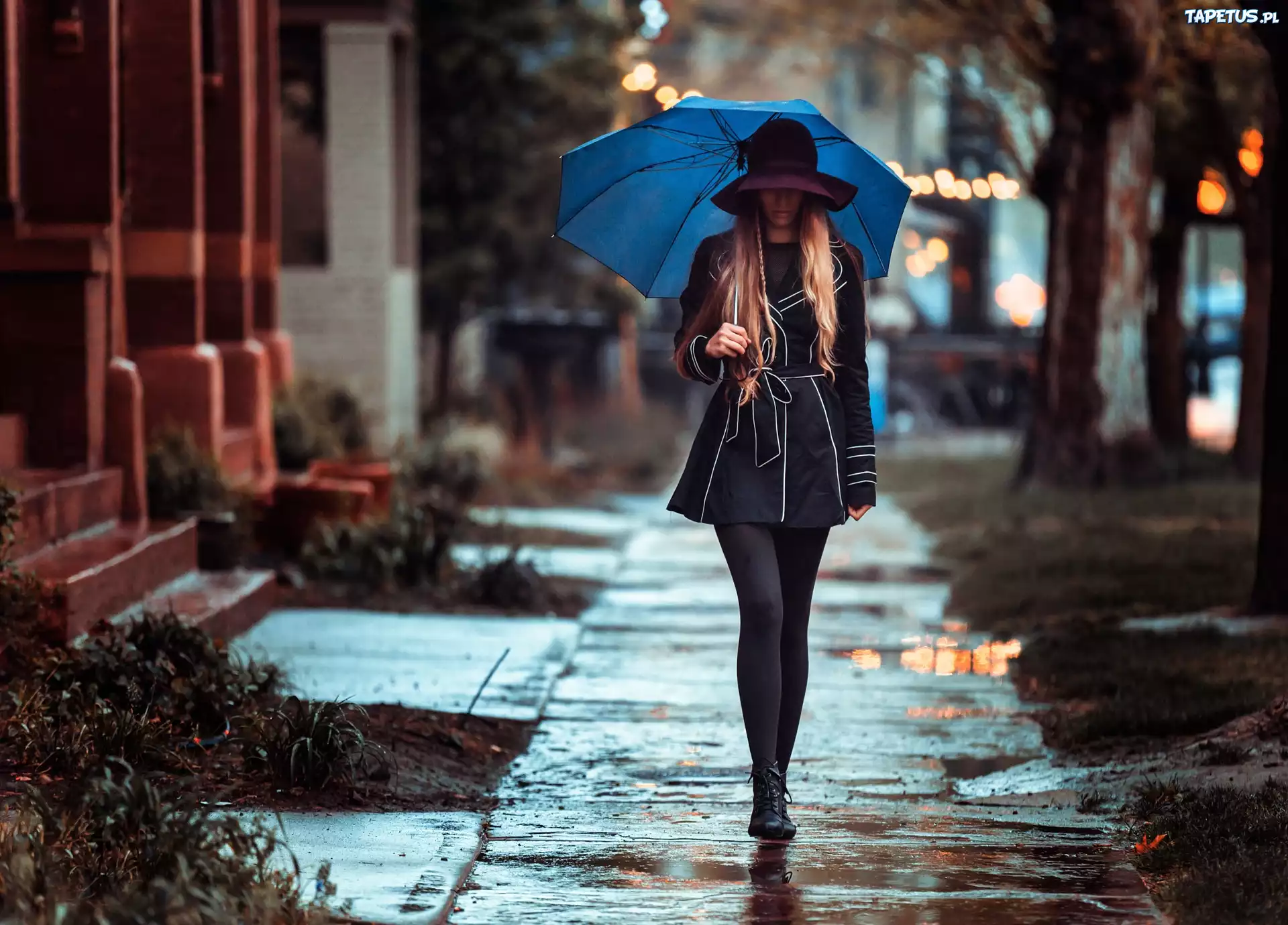 Miasto, Ulica, Kobieta, Parasol