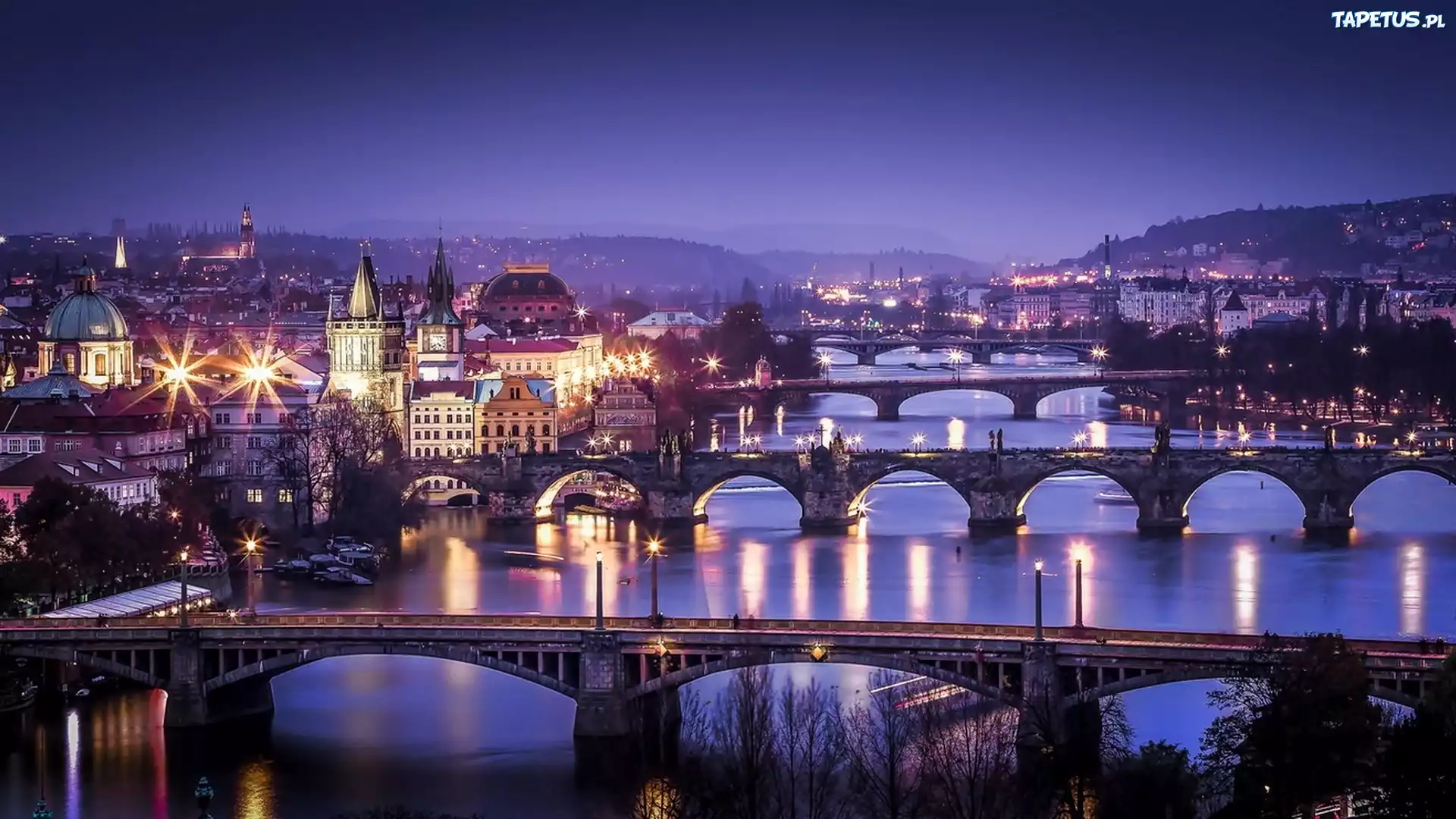 Rzeka, Mosty, Zdjęcie, Miasta, Latarnie, Czechy, Praga