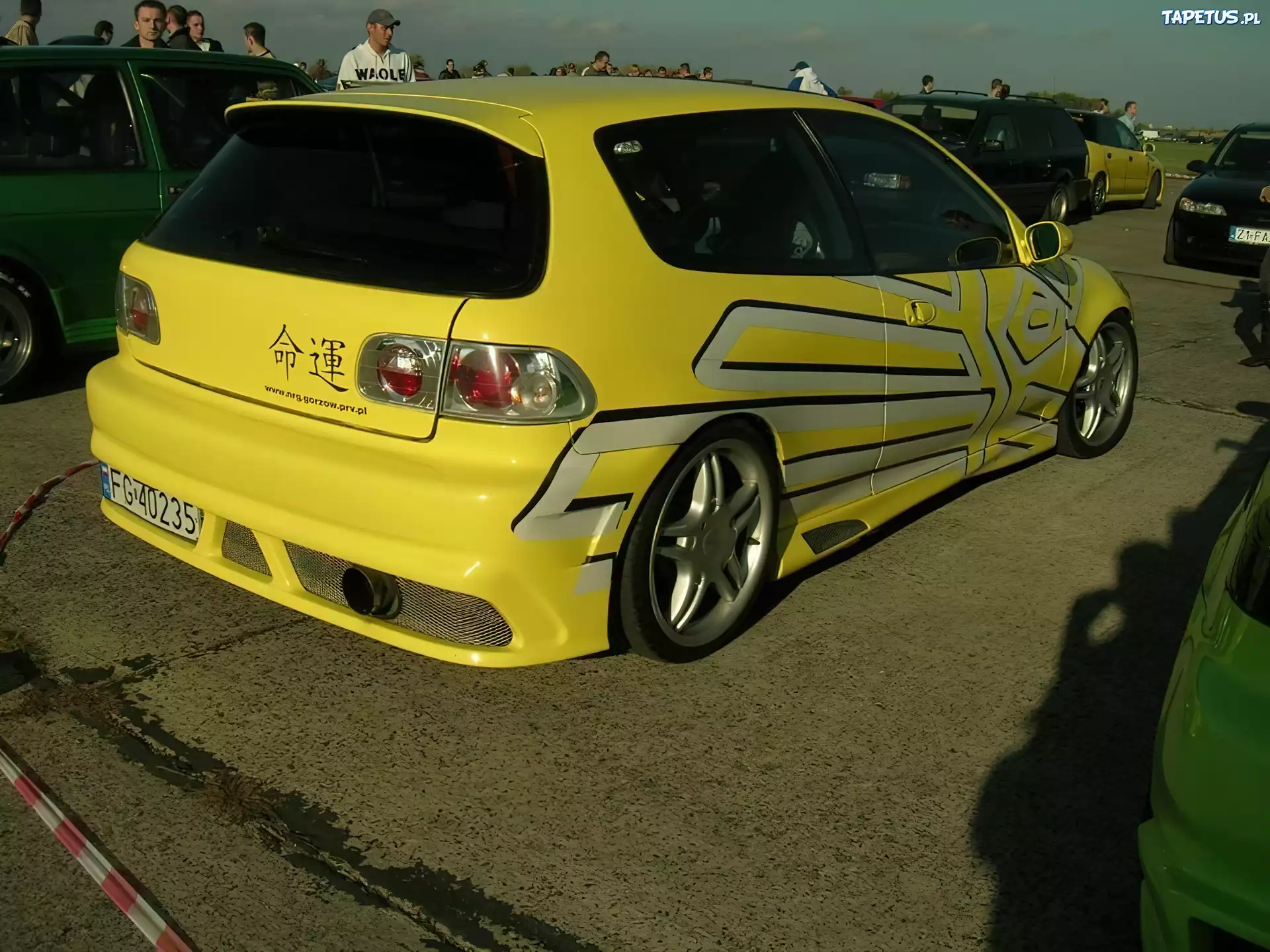 Żółta, Honda Civic, Tuning