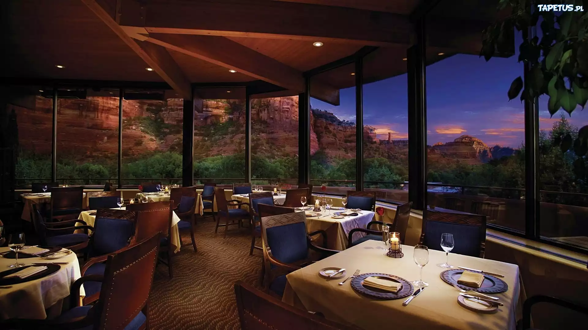 Restauracja, Skały, Zachód Słońca, Sedona, Arizona, USA