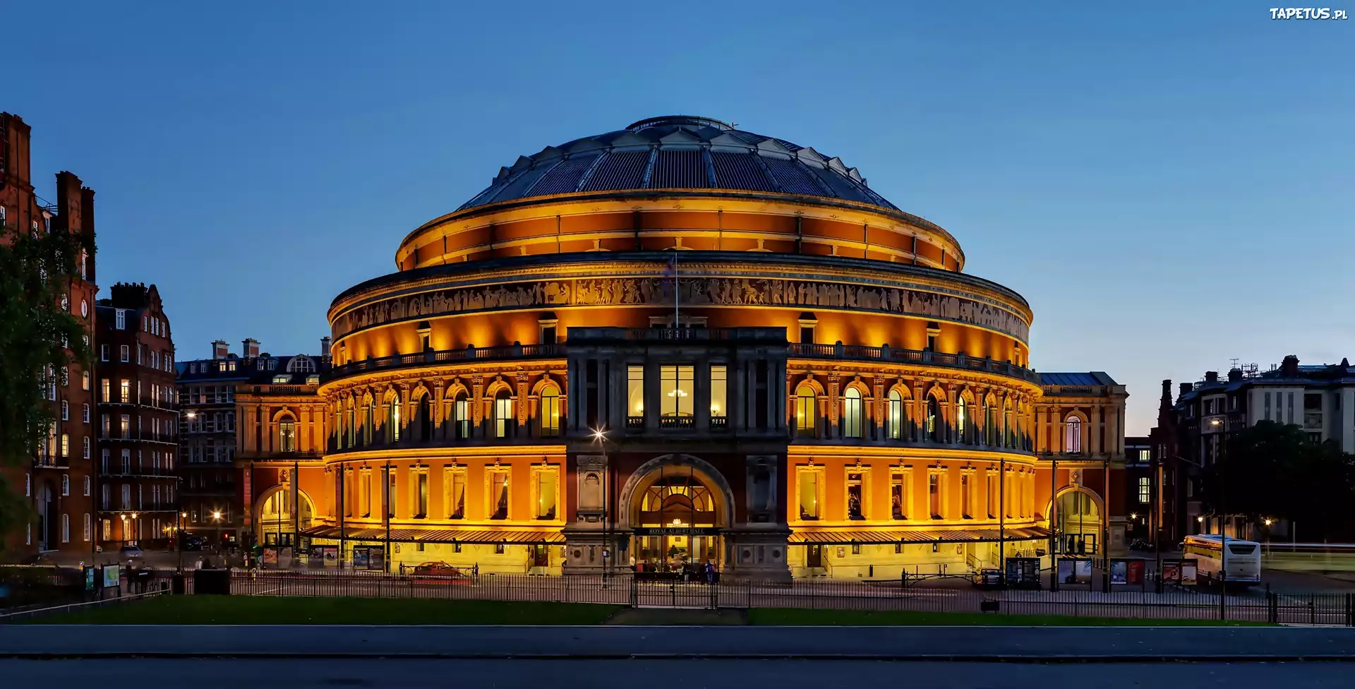 Sala, Koncertowa, Royal, Albert, Hall, Londyn, Nocą