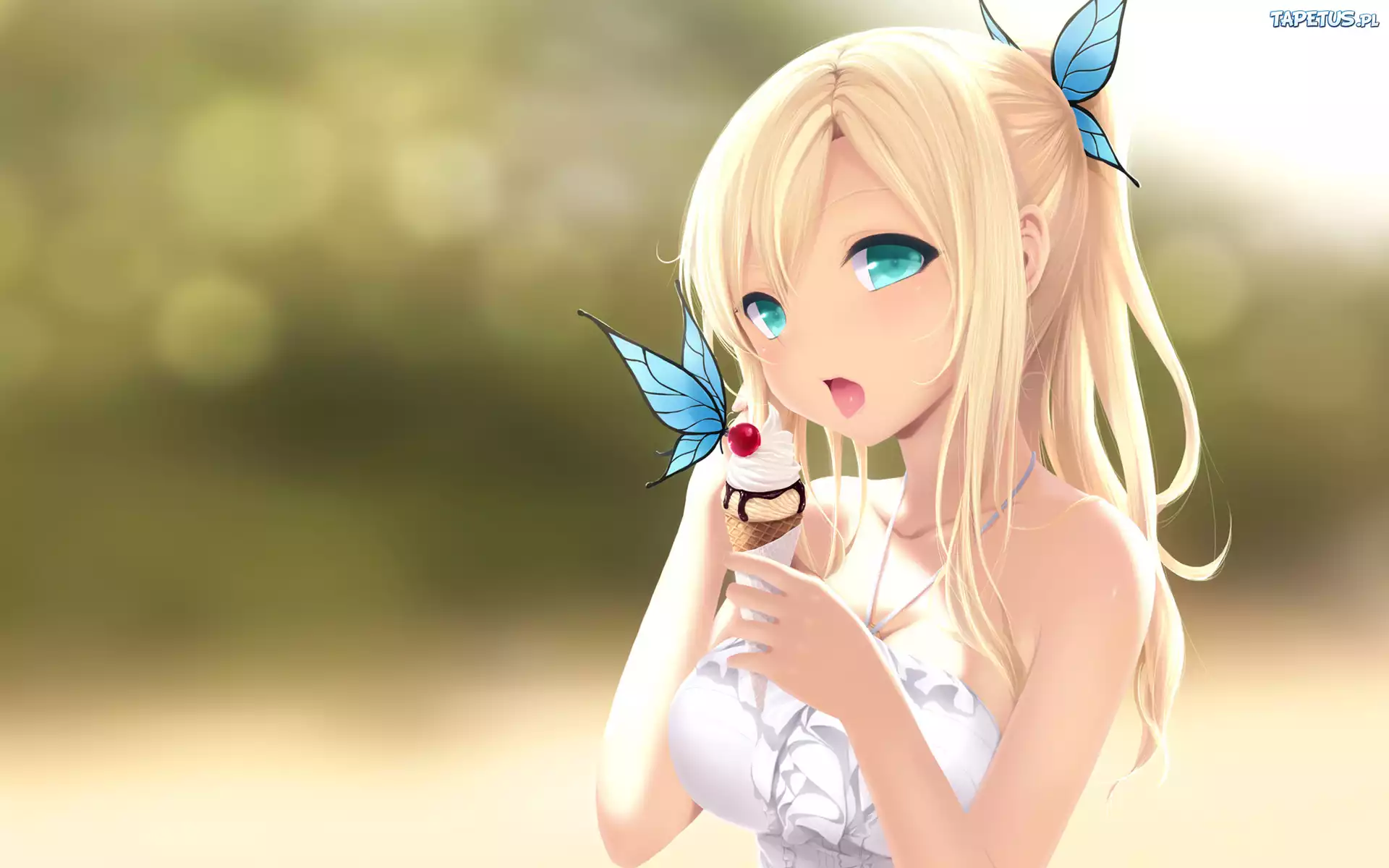 Dziewczyna, Lód, Wiśnia, Motyl, Manga, Anime