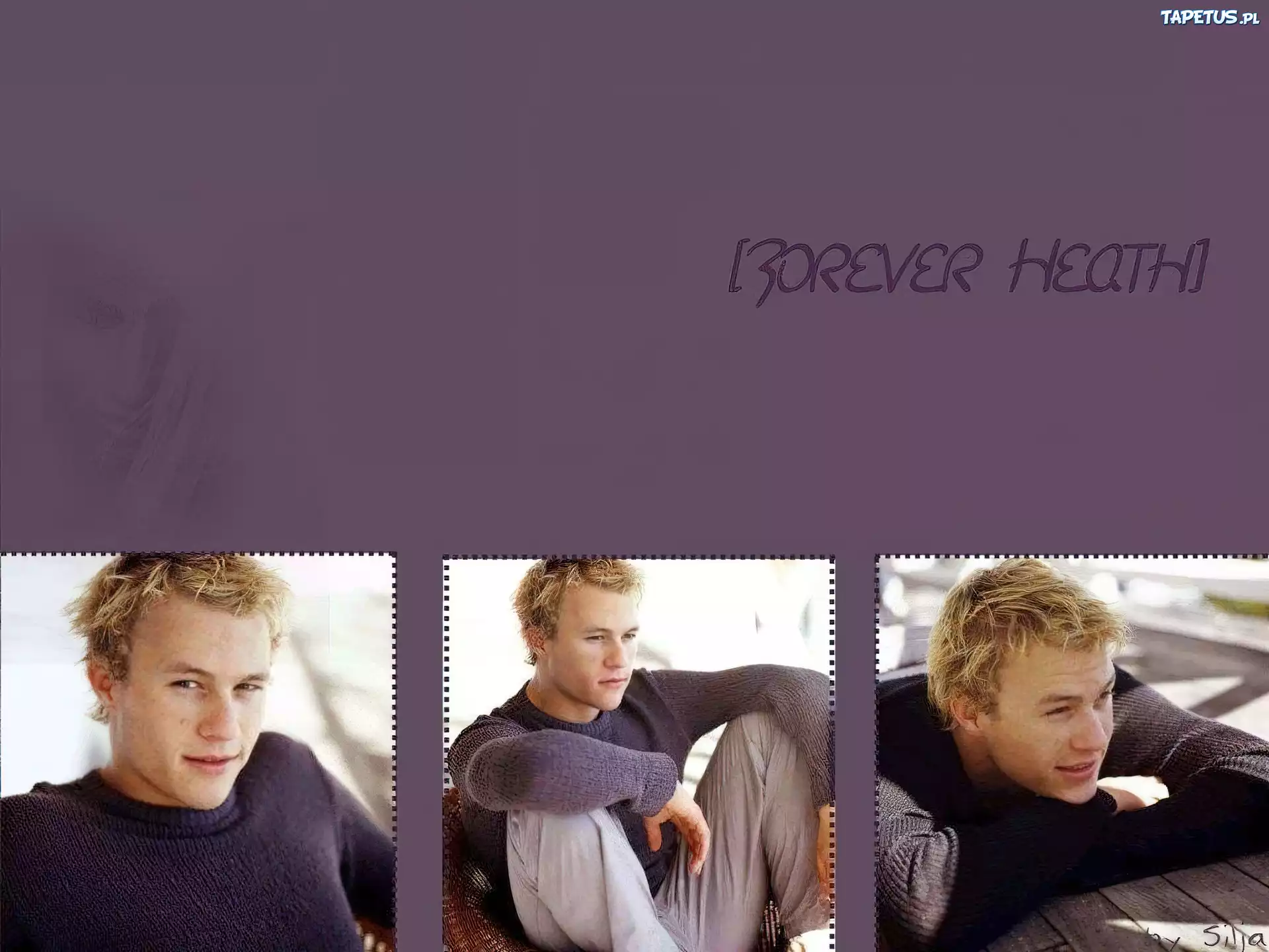 Heath Ledger,jasne włosy, szary sweterek