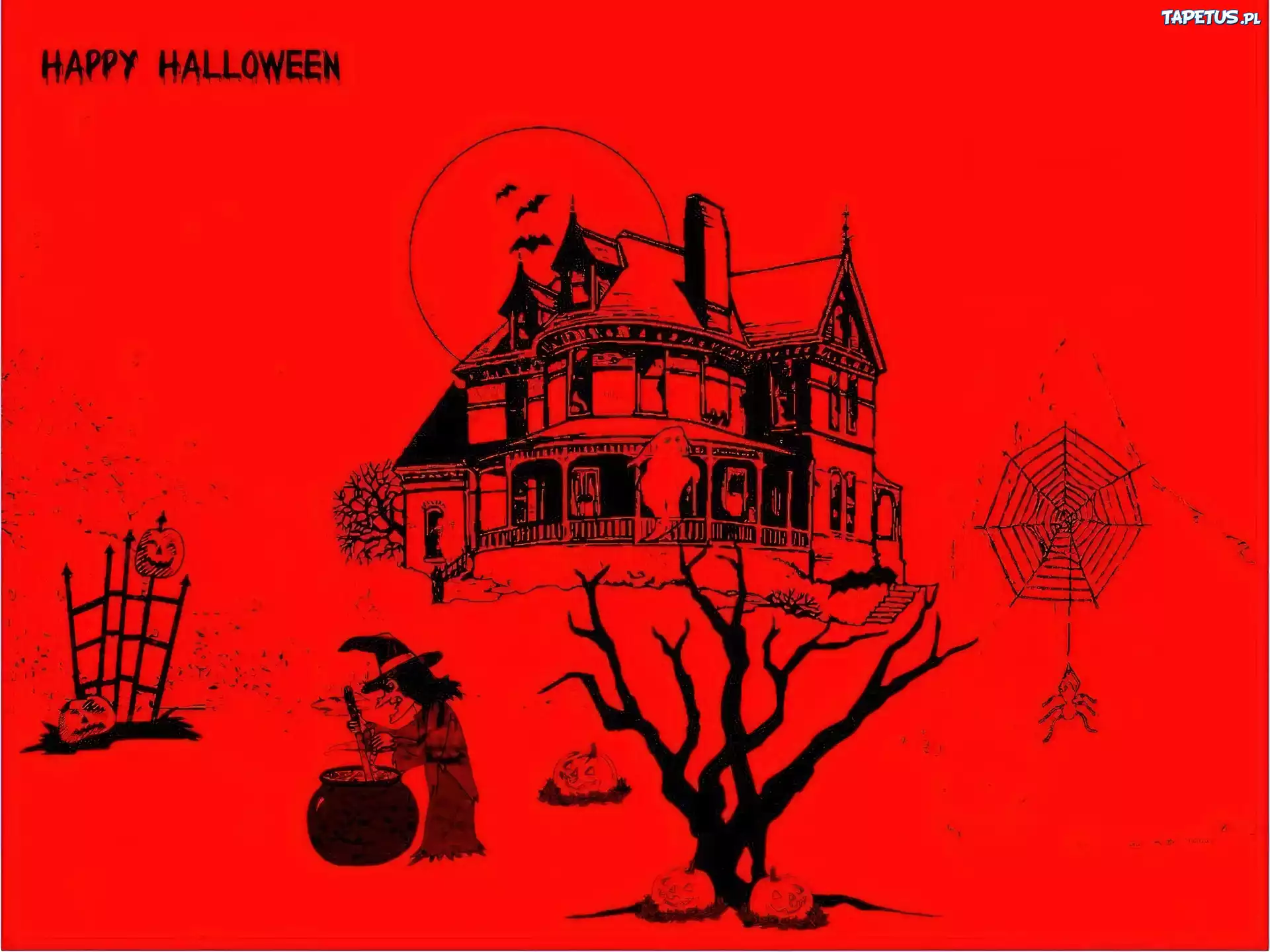 Halloween,pajęczyna , domek