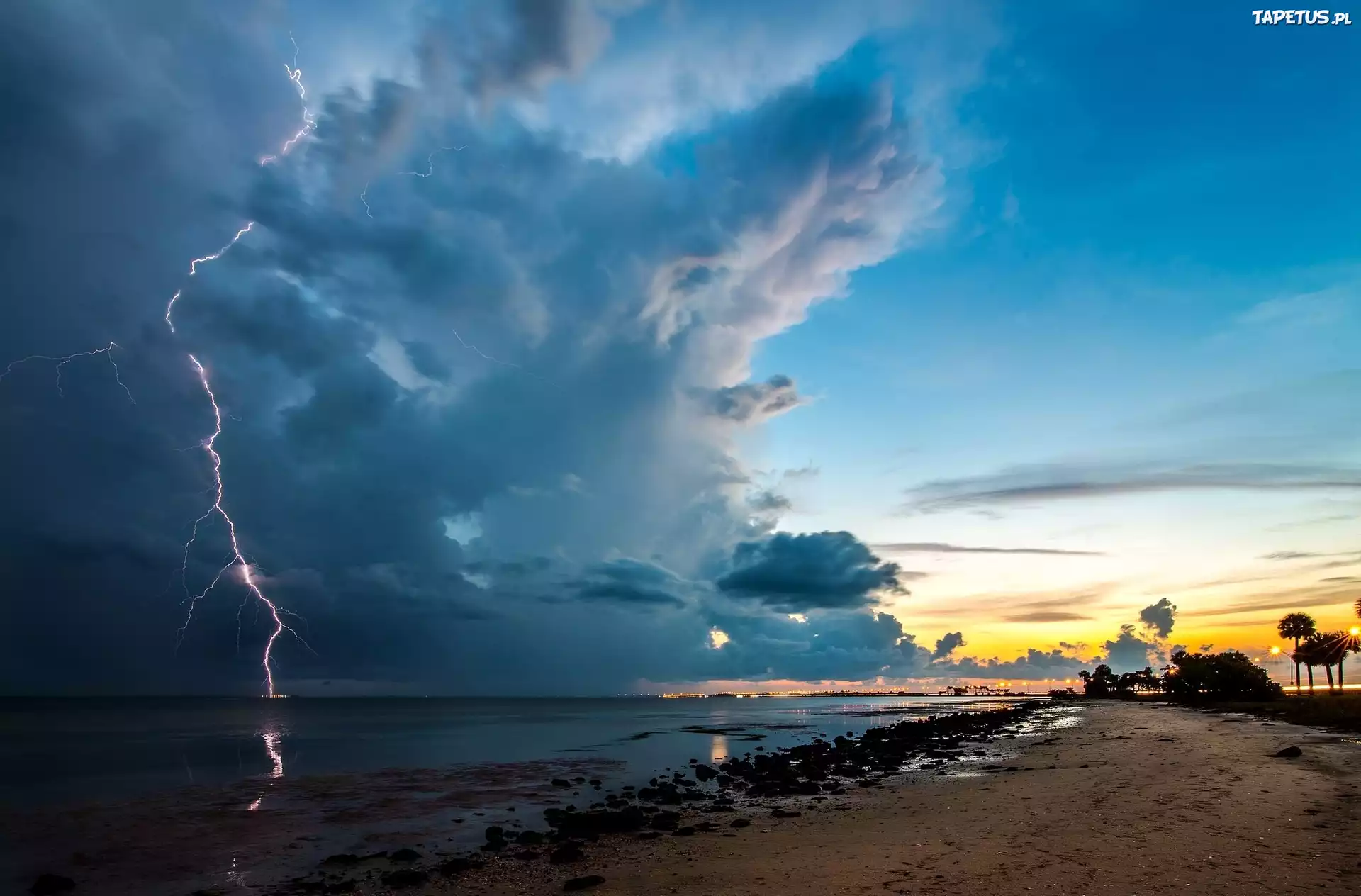 Morze, Niebo, Pioruny, Plaża