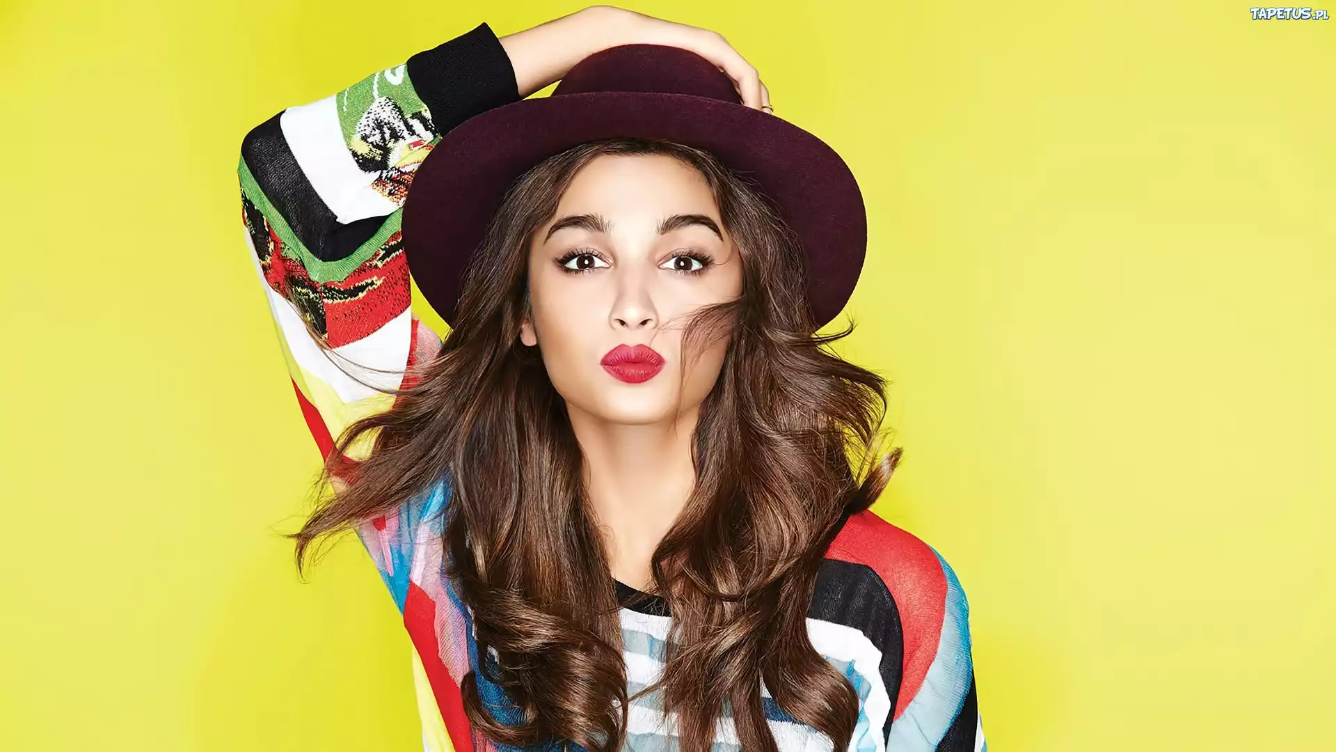 Kobieta, Kolorowa, Sukienka, Ostry, Makijaż, Alia Bhatt