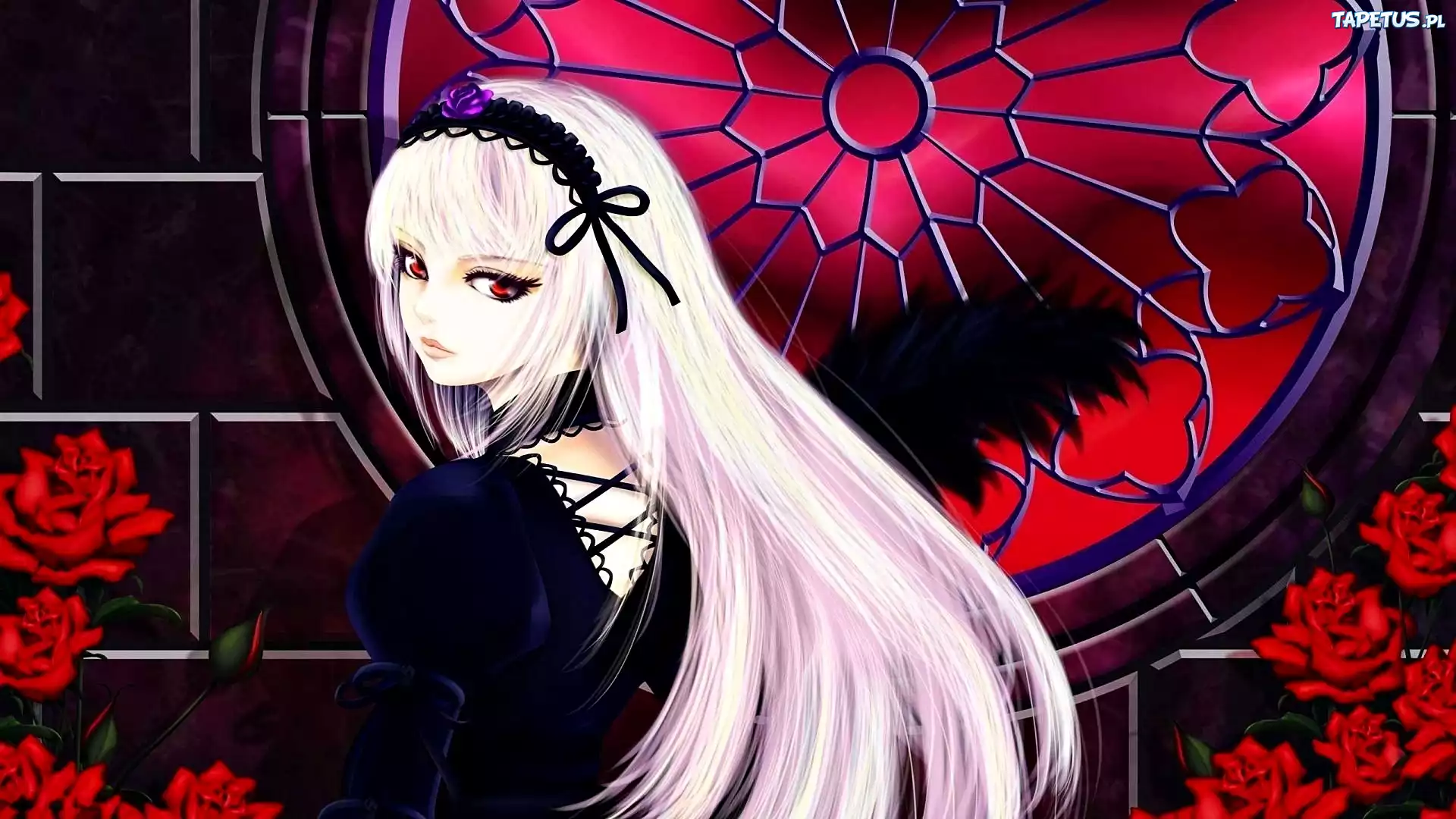 Manga Anime, Dziewczyna, Blondynka, Kwiaty, Rozeta