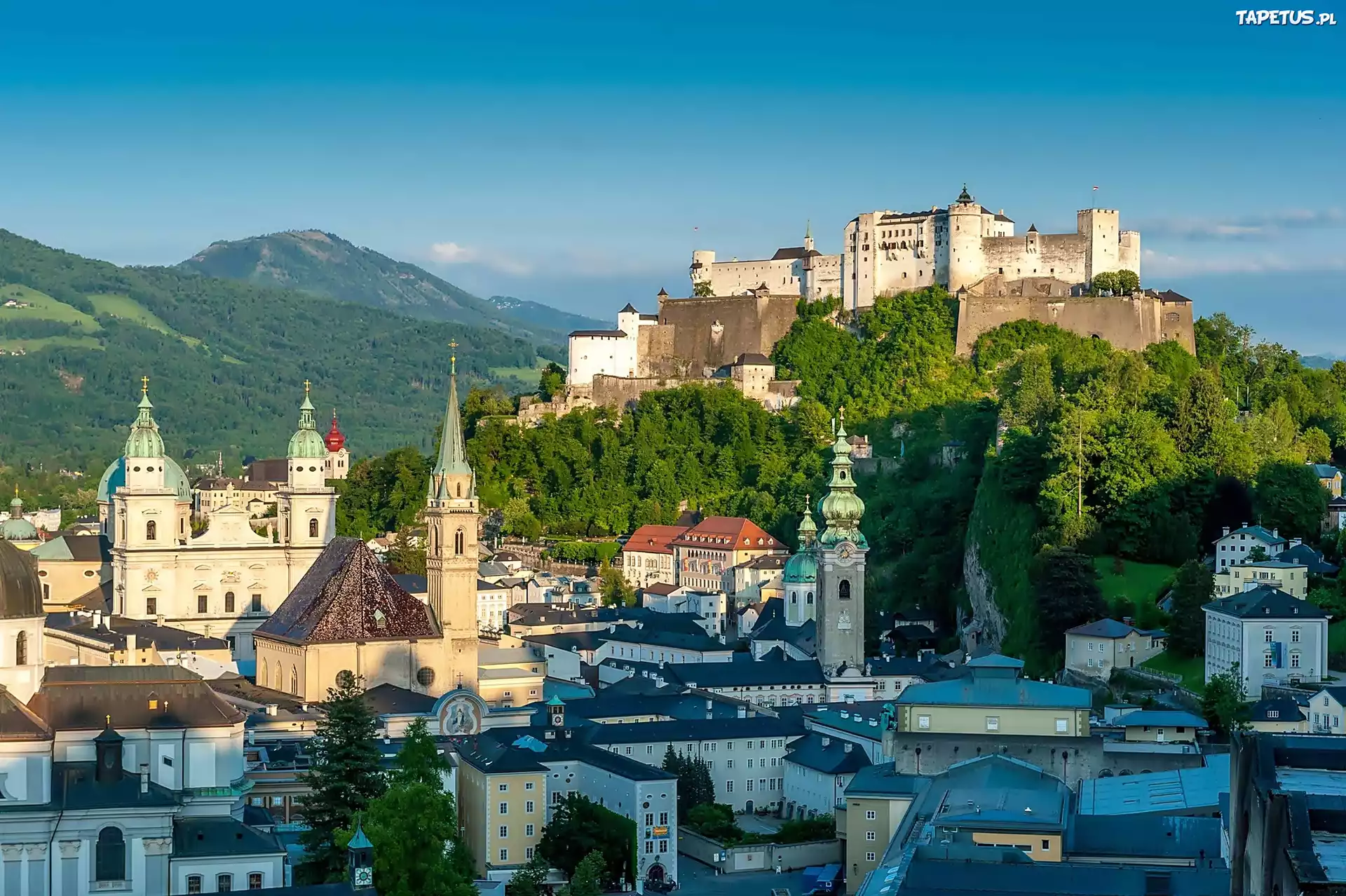 Miasto, Budynki, Wzgórza, Zamek